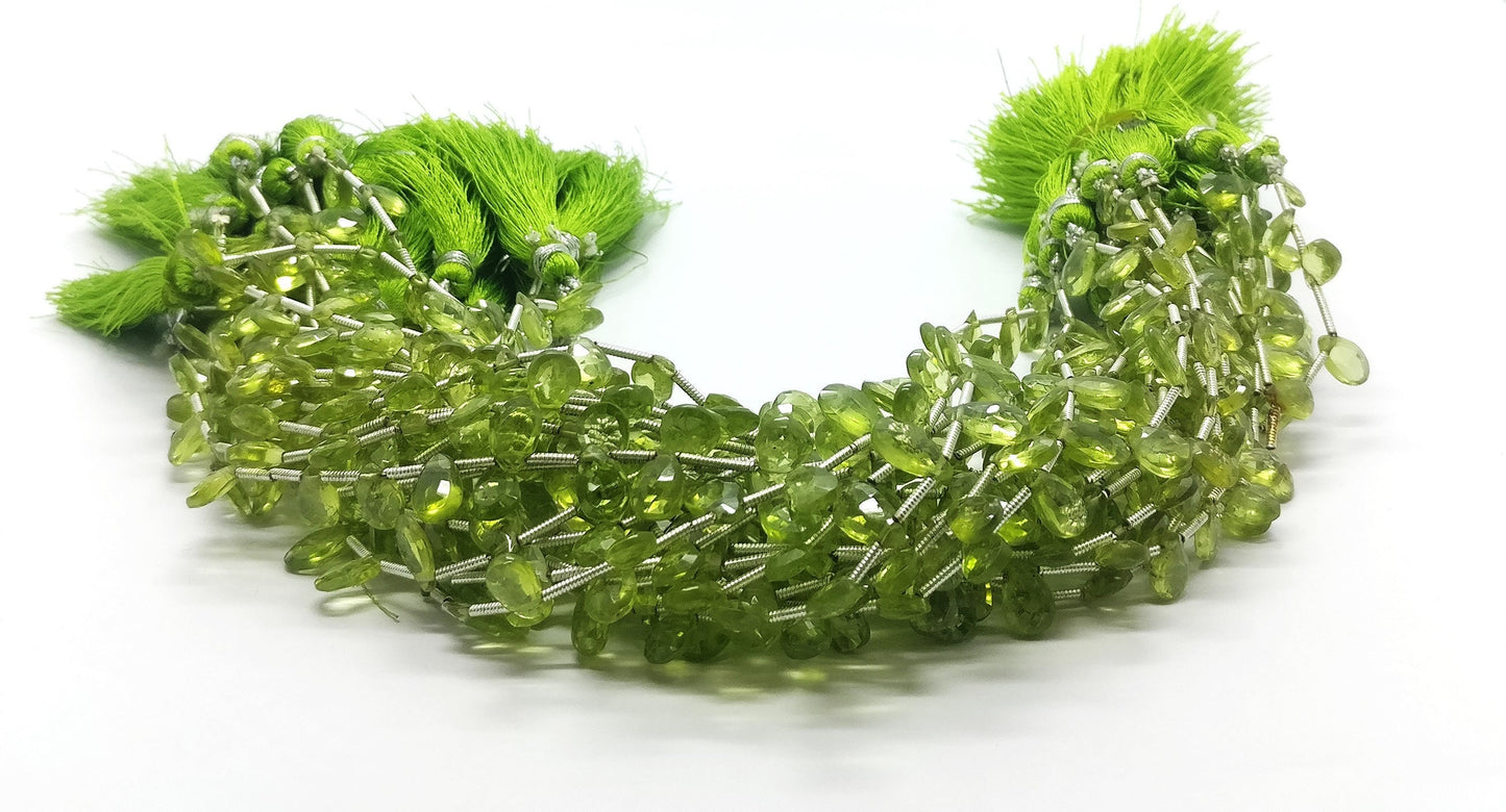 Peridot Pear Beads Natural Deep Green Peridot Briolettes 5x8 MM Faceted Gemstone Beads Peridot for Designer Jewelry Necklace Pendant Making