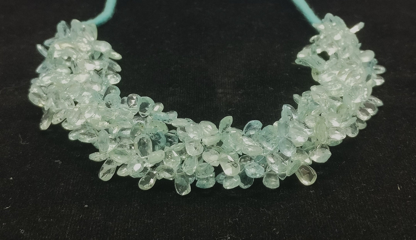 Aquamarine Faceted Pear Shape Beads Natural Aquamarine Pear Shape 5x MM Briolettes for Designer Jewelry Necklace Pendant Earrings Making