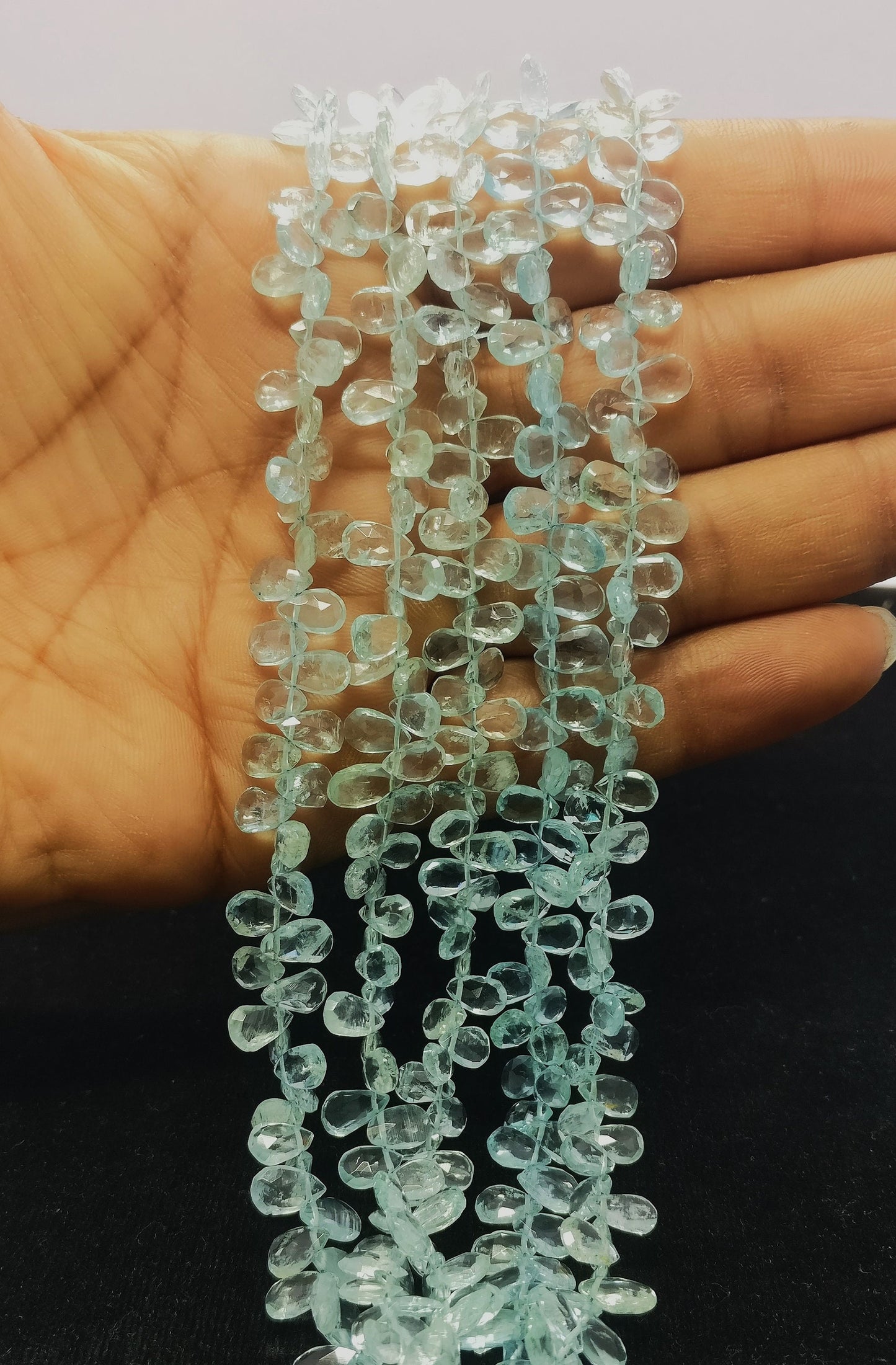 Aquamarine Faceted Pear Shape Beads Natural Aquamarine Pear Shape 5x MM Briolettes for Designer Jewelry Necklace Pendant Earrings Making