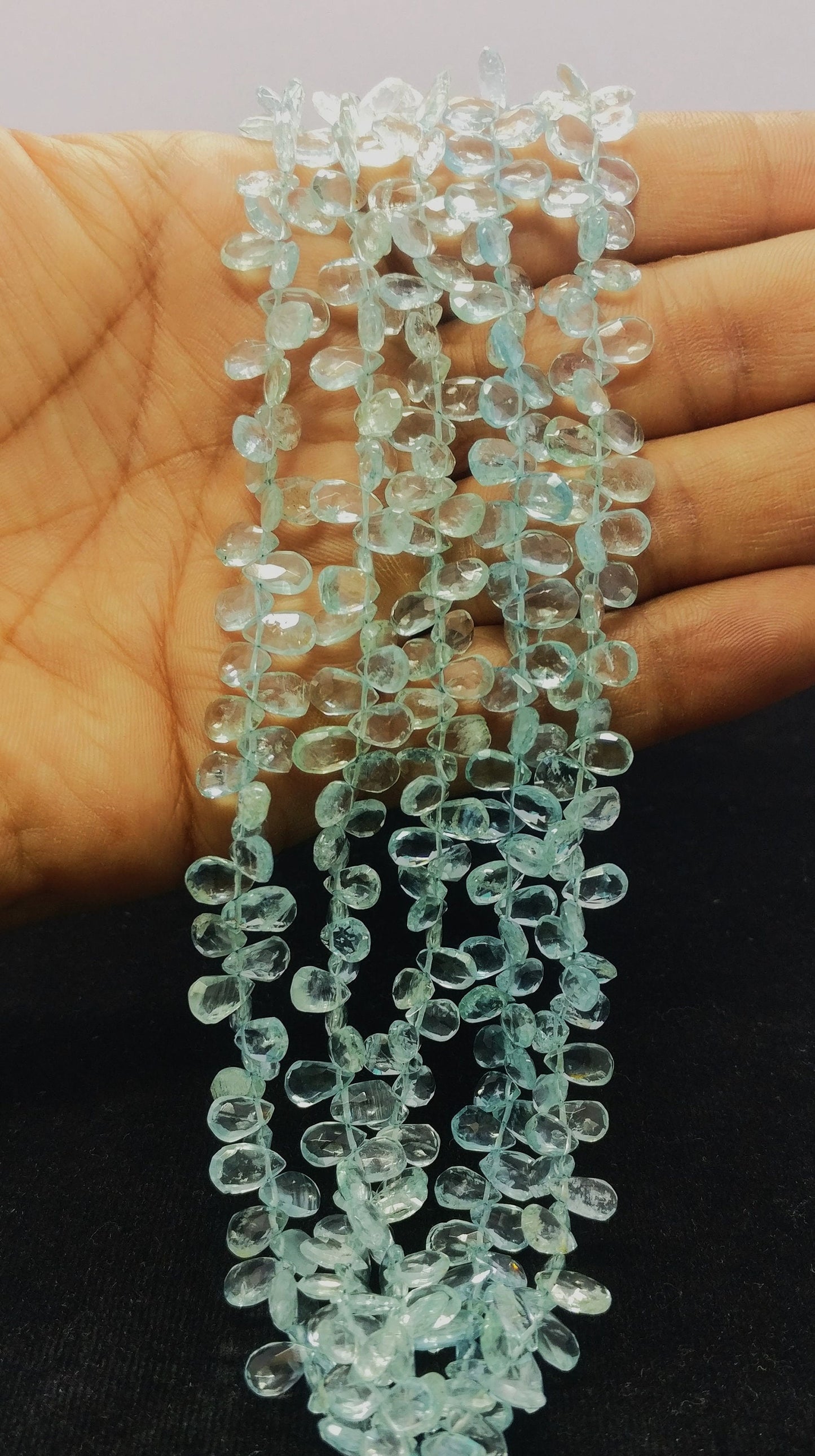 Aquamarine Faceted Pear Shape Beads Natural Aquamarine Pear Shape 5x MM Briolettes for Designer Jewelry Necklace Pendant Earrings Making