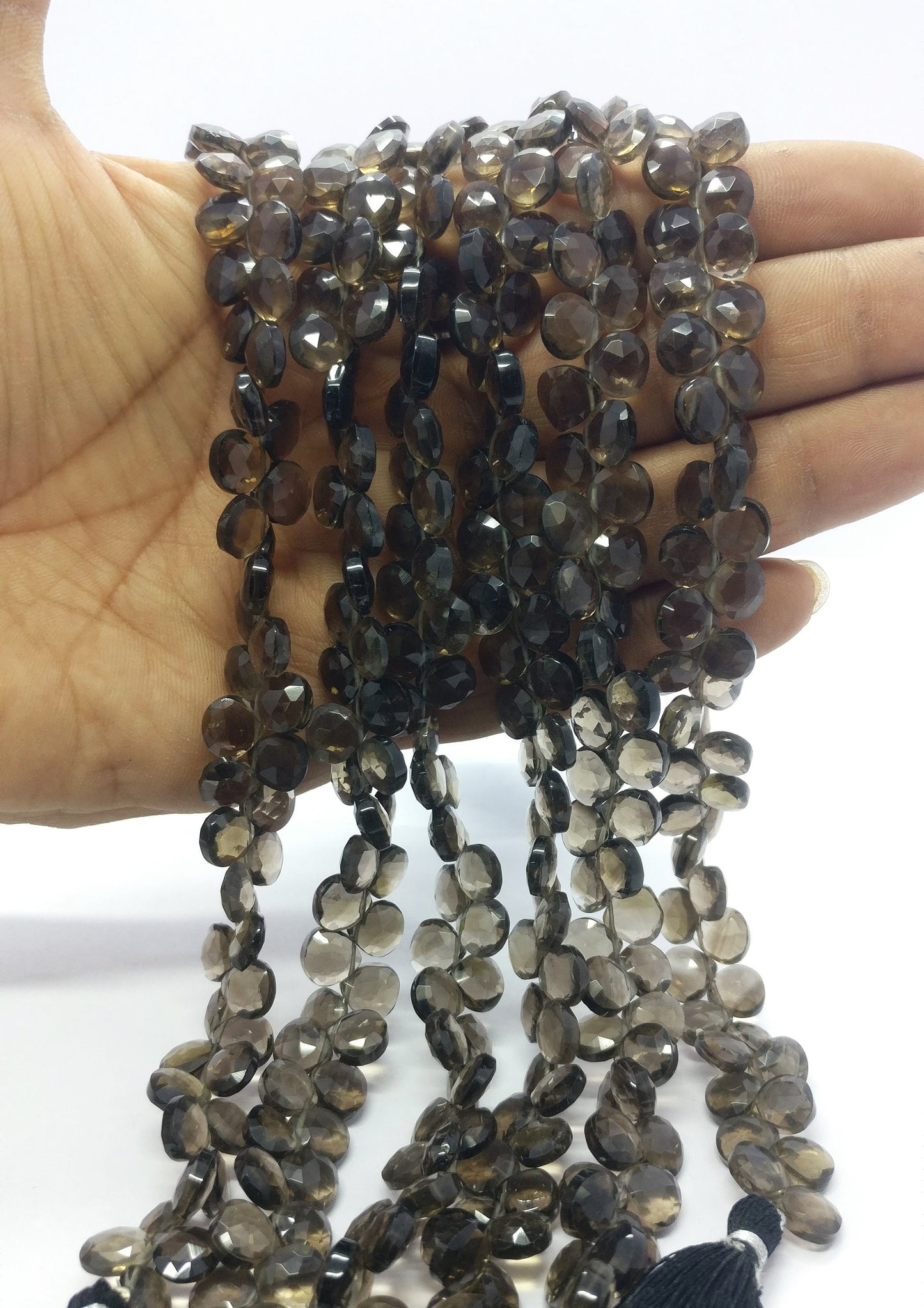 Super Quality Smokey Faceted Heart Beads Natural Smokey Heart Shape 8 MM Briolettes for Designer Handmade Jewelry Necklace Pendant Earrings