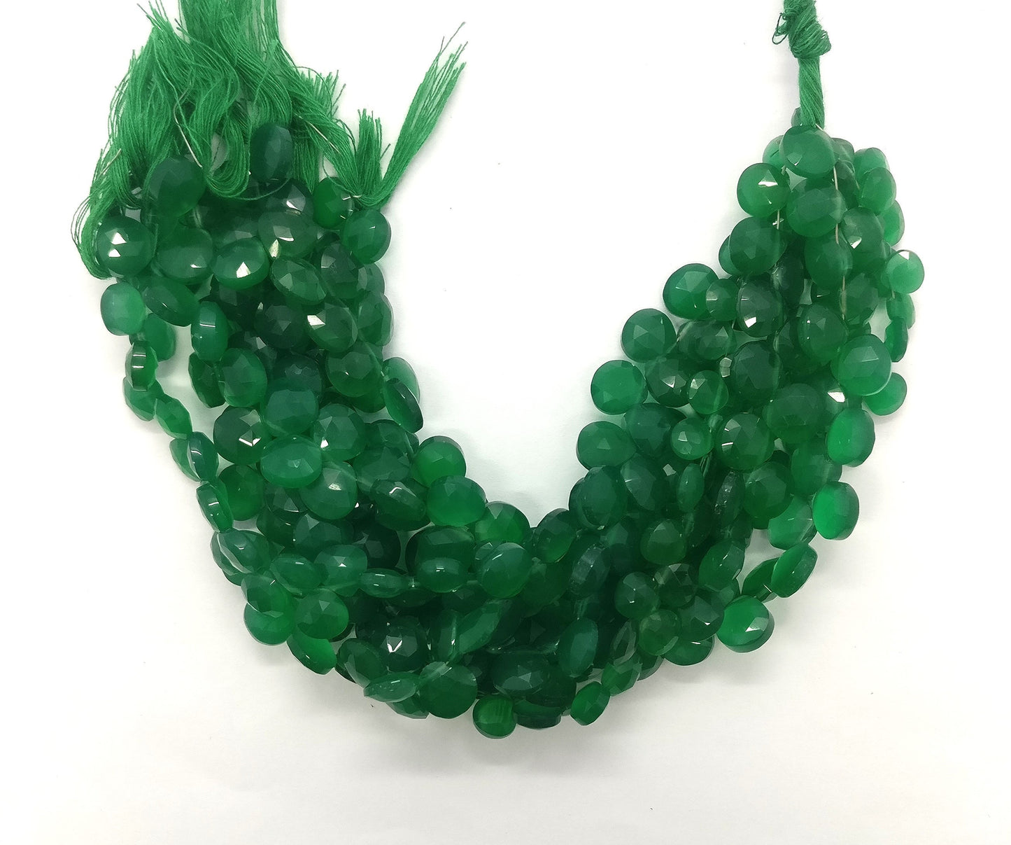 Green Onyx Faceted Heart Beads Natural Green Onyx Heart Shape 8-8.5 MM Briolettes Beads for Jewelry Necklace Pendant Earrings Making Craft