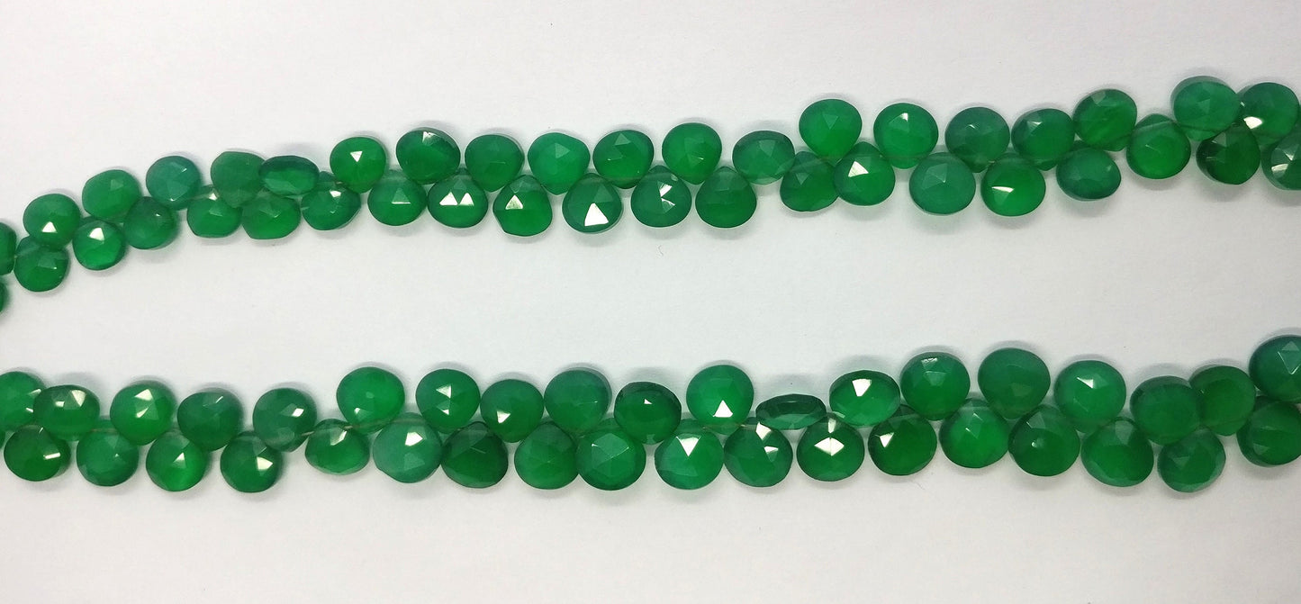 Green Onyx Faceted Heart Beads Natural Green Onyx Heart Shape 8-8.5 MM Briolettes Beads for Jewelry Necklace Pendant Earrings Making Craft