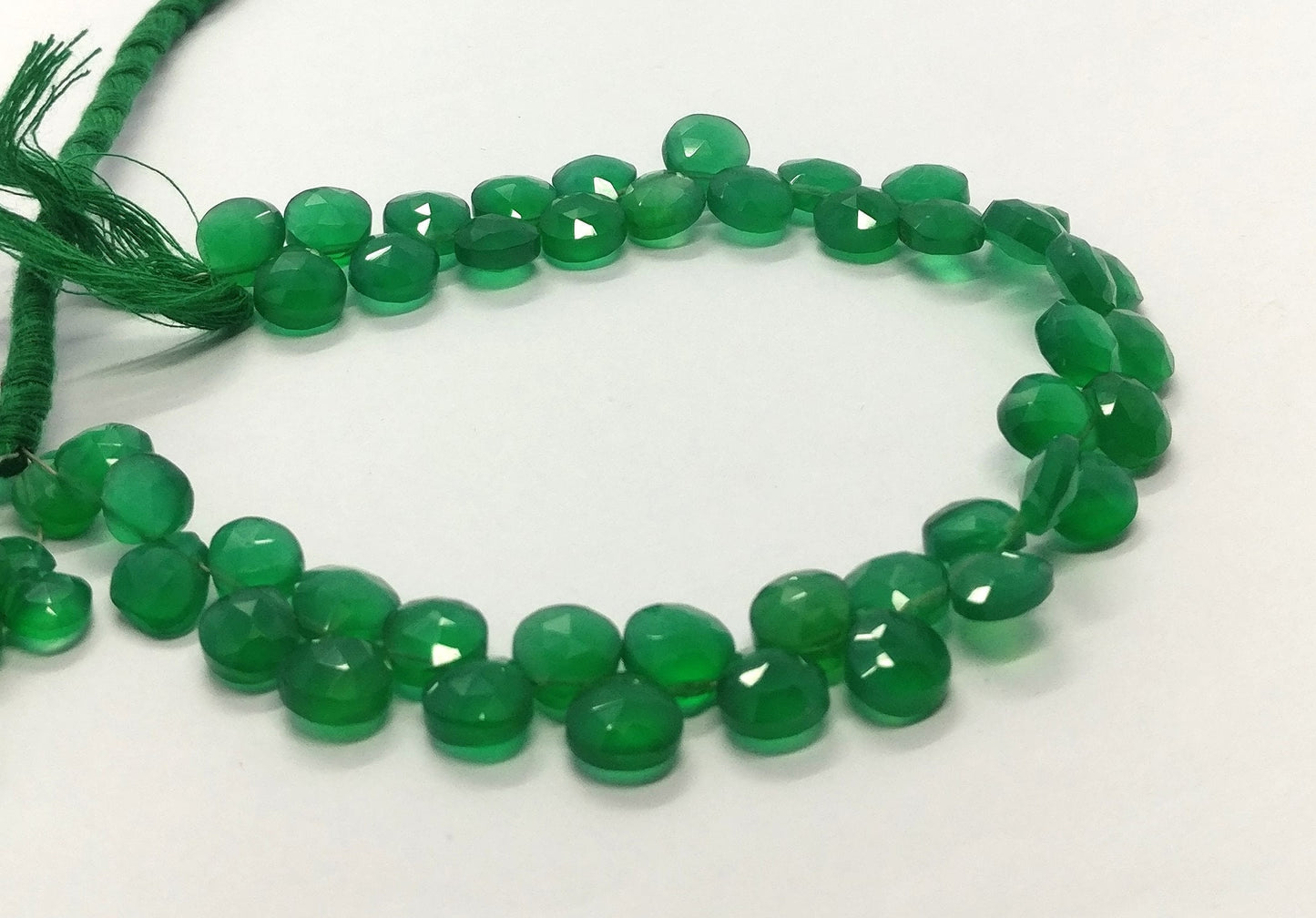 Green Onyx Faceted Heart Shape Beads Natural Green Onyx Heart 8-8.5 MM Briolettes Beads for Handmade Jewelry Designer Necklace Earrings