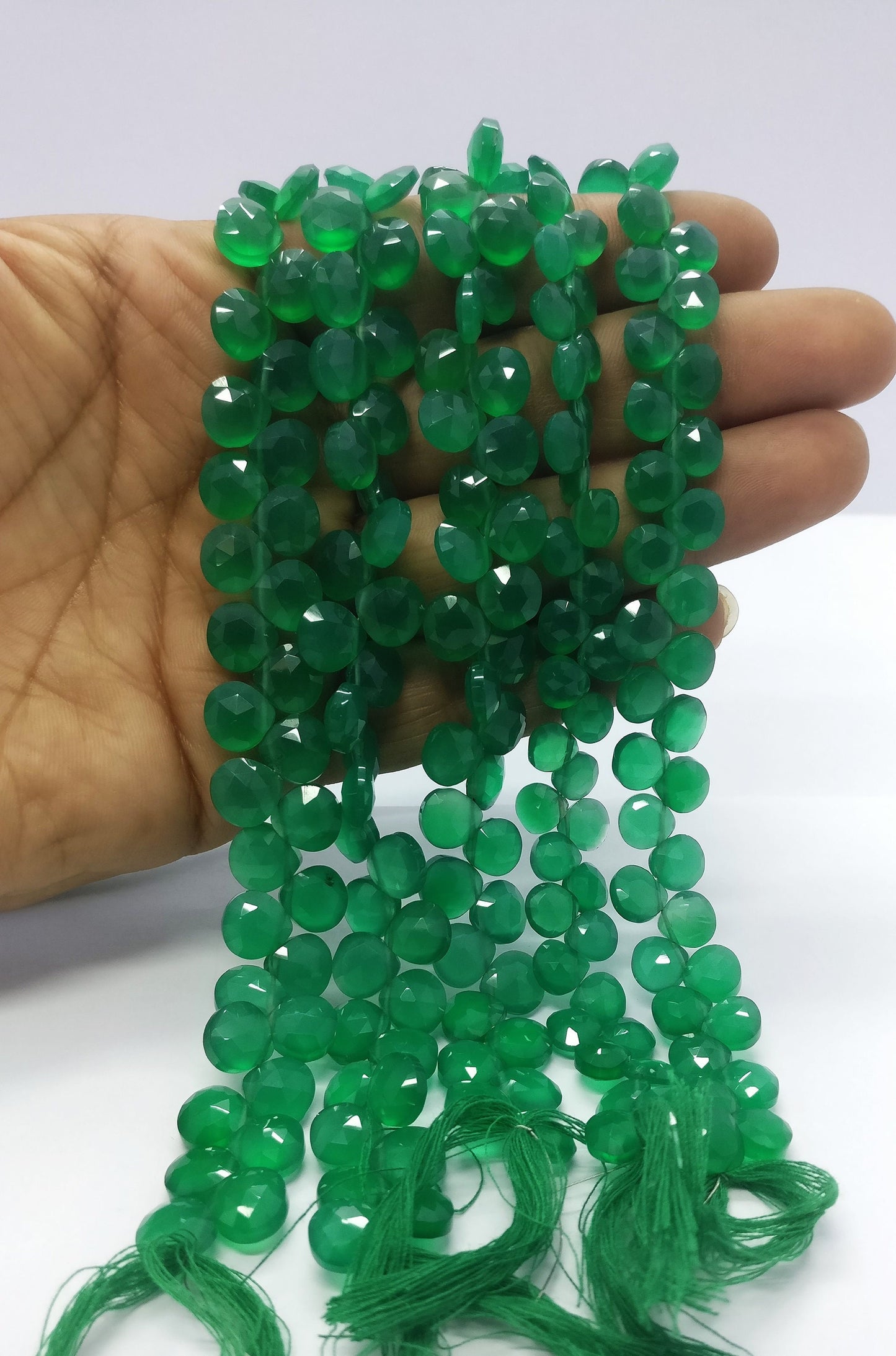 Green Onyx Faceted Heart Shape Beads Natural Green Onyx Heart 8-8.5 MM Briolettes Beads for Handmade Jewelry Designer Necklace Earrings