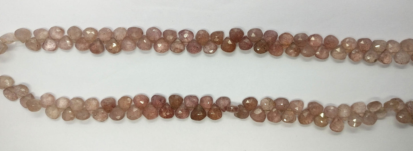 Strawberry Faceted Heart Shape Beads Pink Strawberry Heart Shape 6-7 MM Briolettes for Designer Handmade Jewelry Necklace Earrings Making