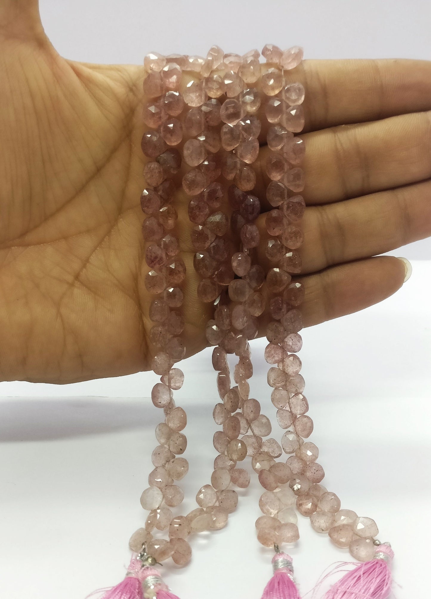 Strawberry Faceted Heart Shape Beads Pink Strawberry Heart Shape 6-7 MM Briolettes for Designer Handmade Jewelry Necklace Earrings Making