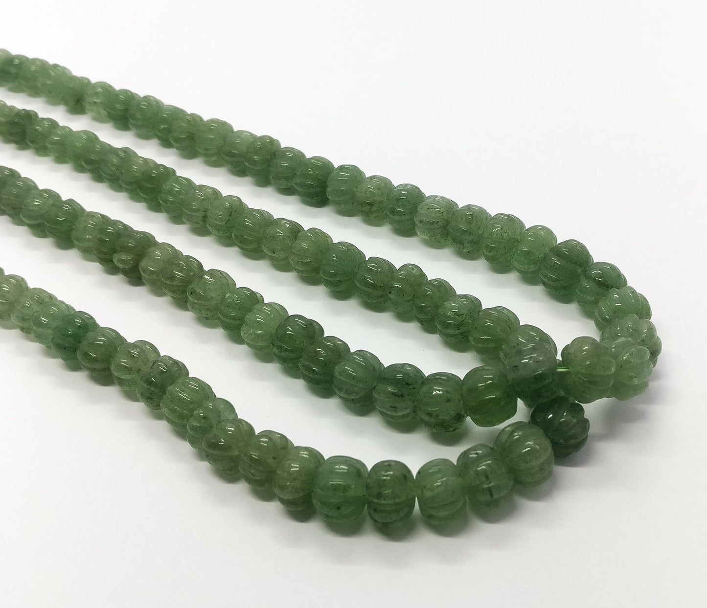 Strawberry Pumpkin Carved Beads Natural Green Strawberry Watermelon Hand Curved 9-11 MM Rondelle Beads for Handmade Designer Jewelry Making
