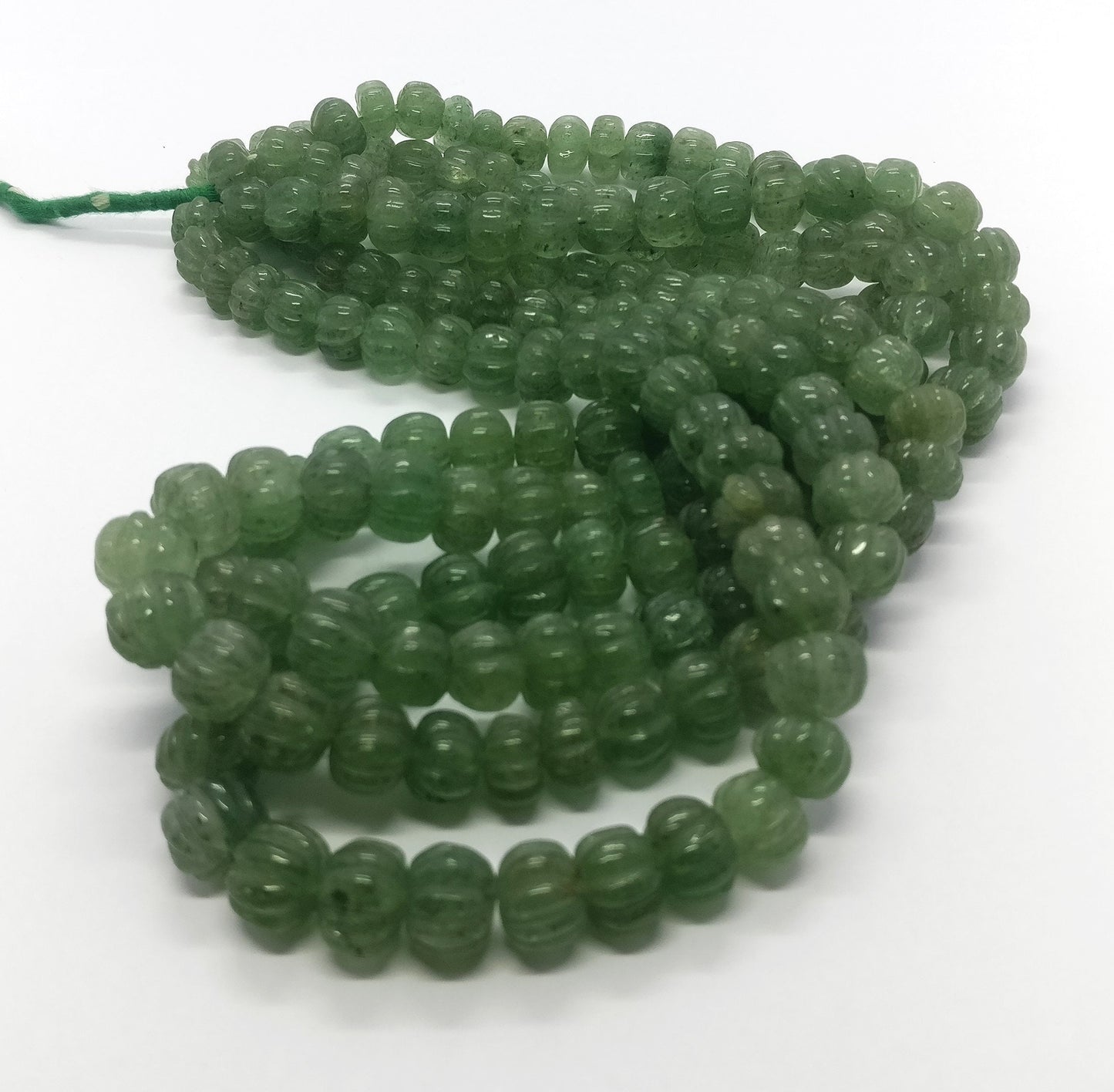 Strawberry Pumpkin Carved Beads Natural Green Strawberry Watermelon Hand Curved 9-11 MM Rondelle Beads for Handmade Designer Jewelry Making