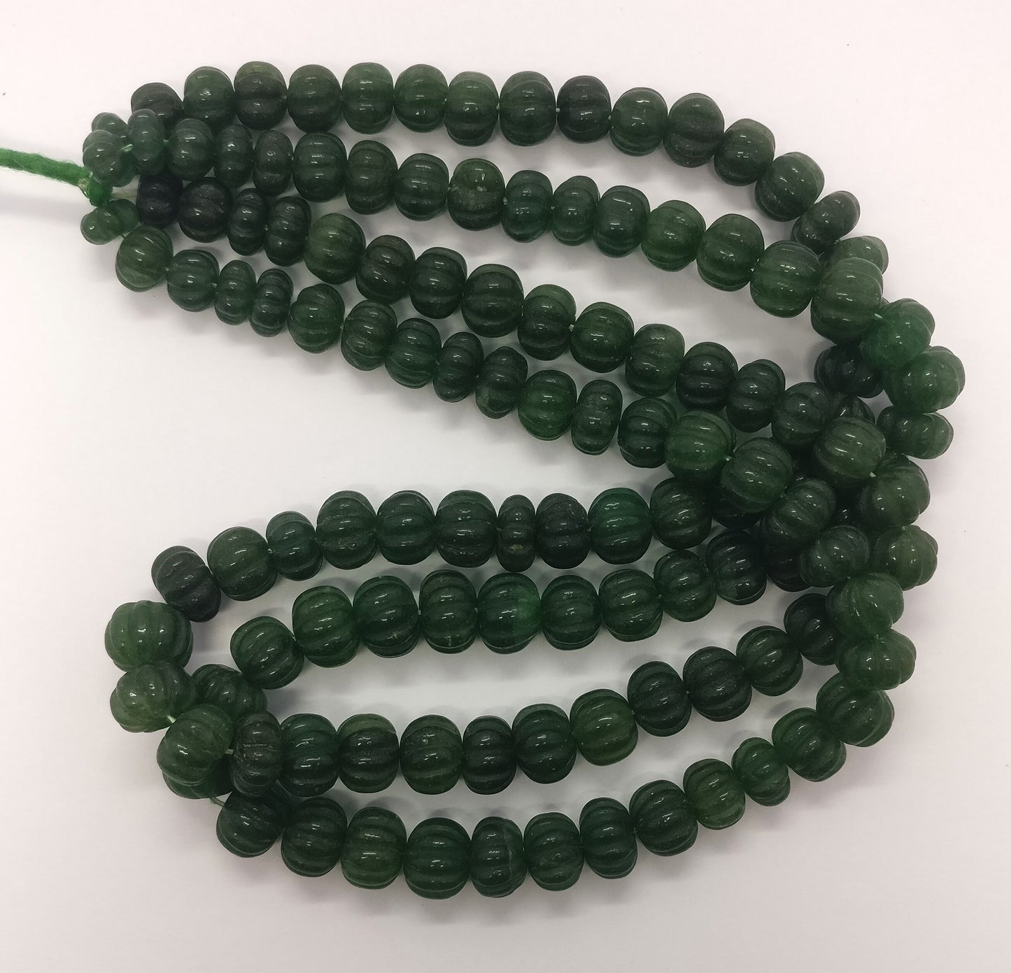Green Strawberry Pumpkin Carved Beads Natural Deep Green Strawberry Watermelon Curved 9-12 MM Rondelle Beads for Handmade Designer Jewelry