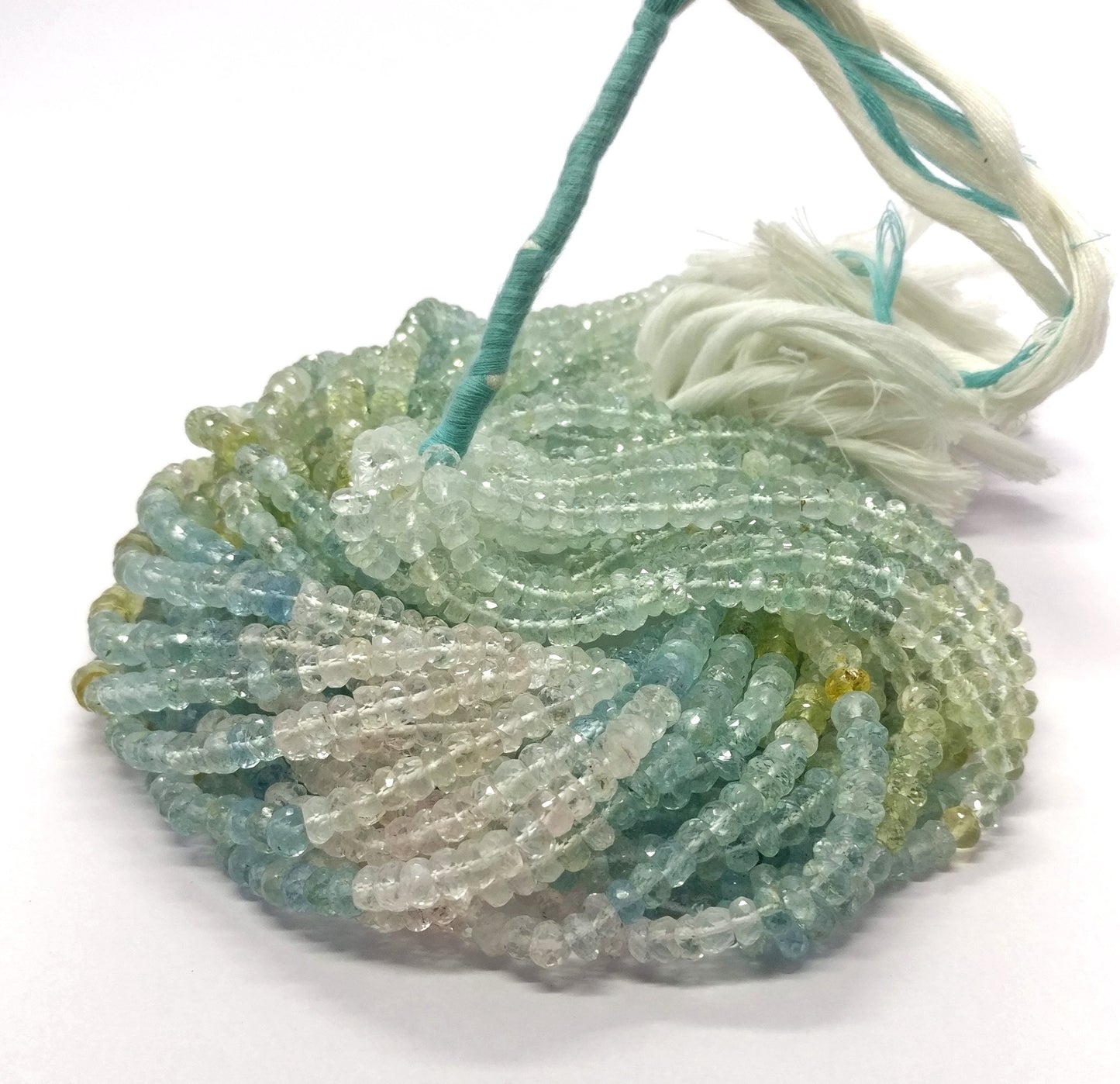 Multi Aquamarine Faceted Rondelle Beads 5-6 MM Natural Multi Aquamarine Top Quality Rondelle Bead for Handmade Designer Jewelry Making Craft