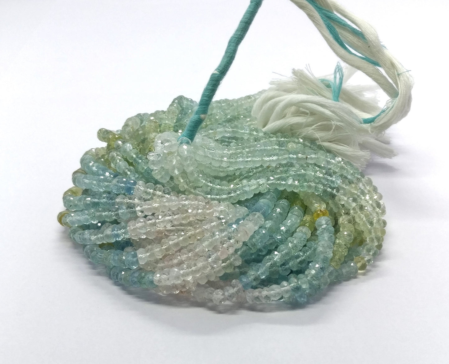 Multi Aquamarine Faceted Rondelle Beads 5-6 MM Natural Multi Aquamarine Top Quality Rondelle Bead for Handmade Designer Jewelry Making Craft
