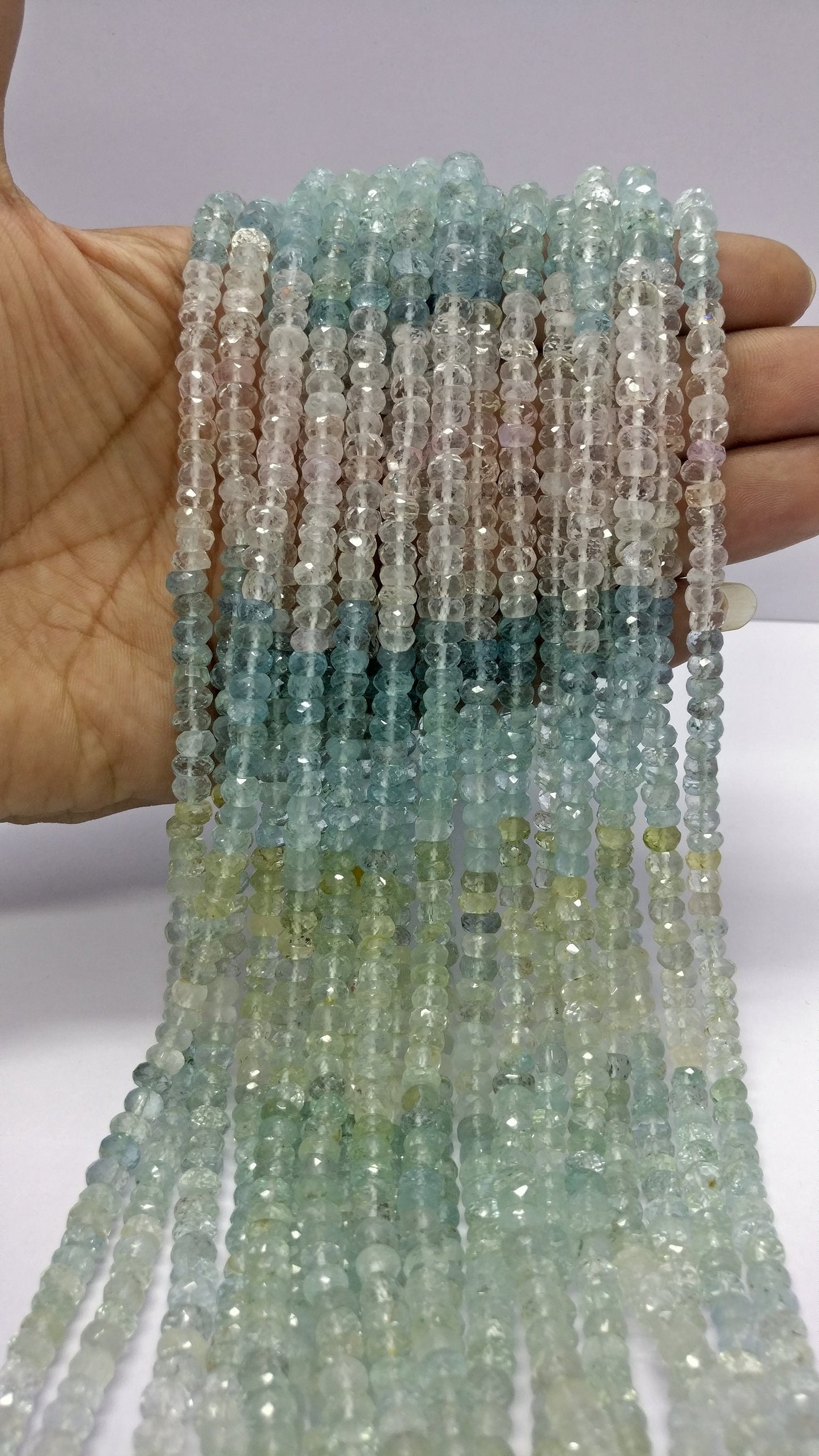 Multi Aquamarine Faceted Rondelle Beads 5-6 MM Natural Multi Aquamarine Top Quality Rondelle Bead for Handmade Designer Jewelry Making Craft