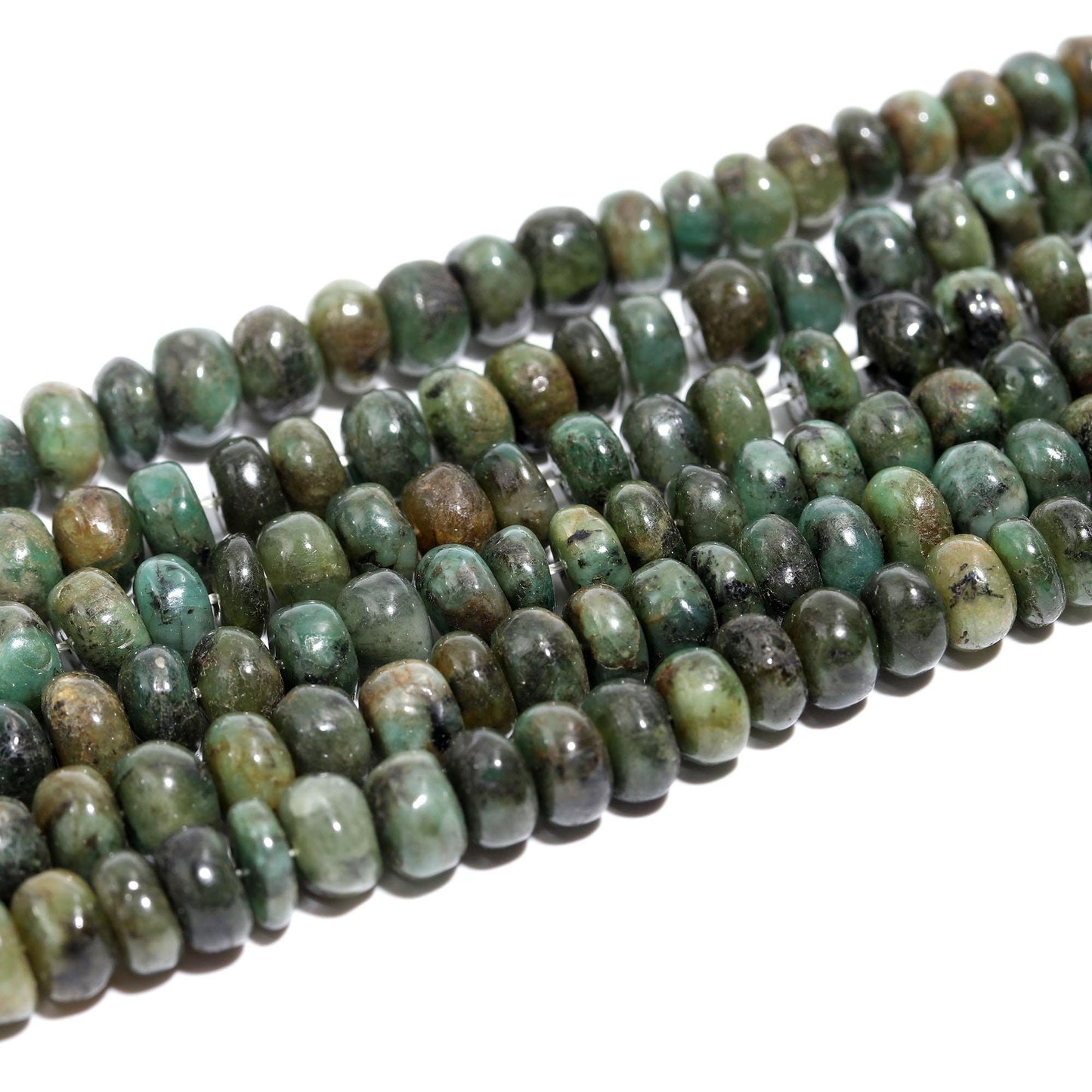 Emerald Smooth Rondelle Beads 7-8 MM Natural Emerald Smooth Rondelle Sakota Emerald 16" Strand for Handmade Designer Jewelry Making Craft