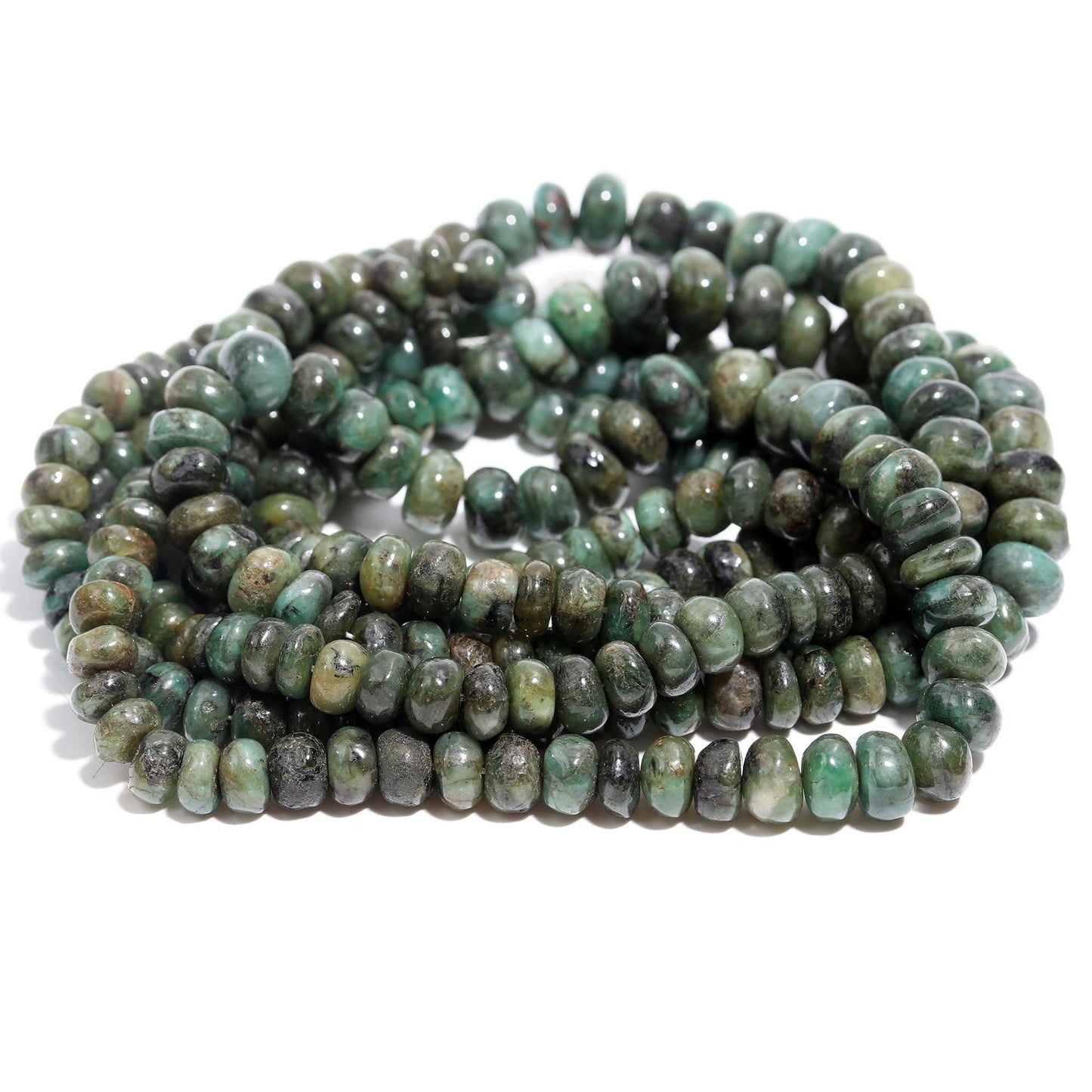 Emerald Smooth Rondelle Beads 7-8 MM Natural Emerald Smooth Rondelle Sakota Emerald 16" Strand for Handmade Designer Jewelry Making Craft