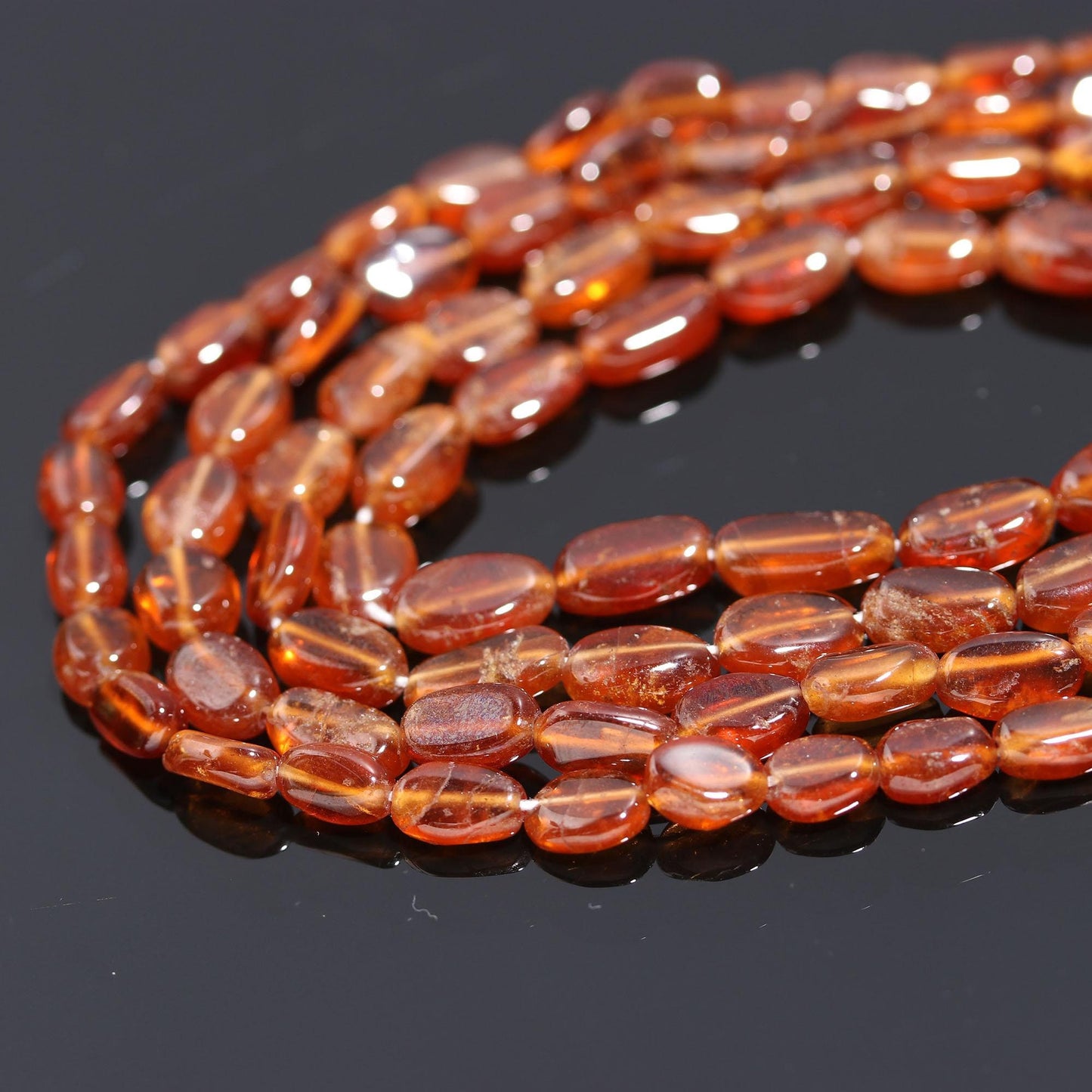 Hessonite Garnet Smooth Oval Beads Natural 6x9 MM - 7x10 MM Hessonite Smooth Oval Shape Beads Garnet Beads for Handmade Jewelry Making Craft