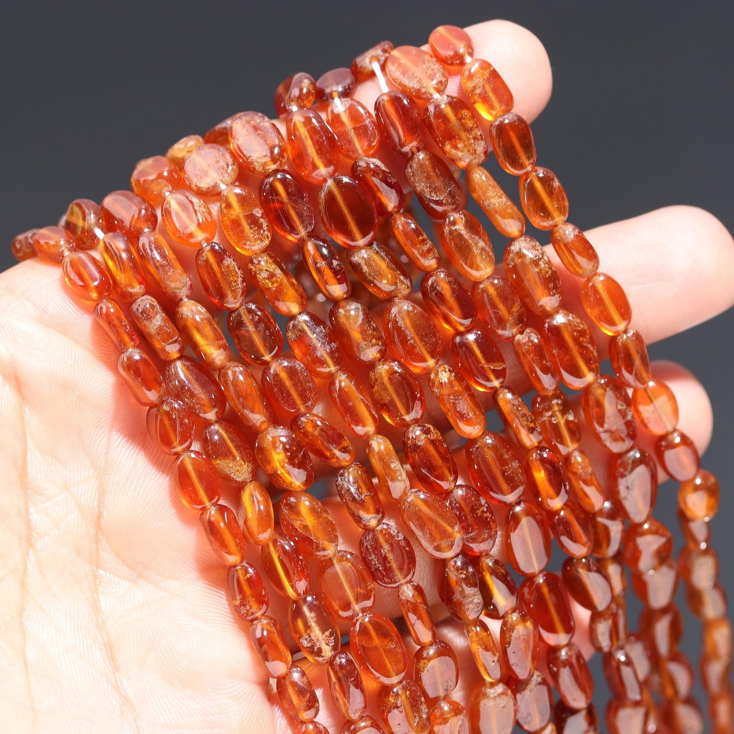 Hessonite Garnet Smooth Oval Beads Natural 6x9 MM - 7x10 MM Hessonite Smooth Oval Shape Beads Garnet Beads for Handmade Jewelry Making Craft