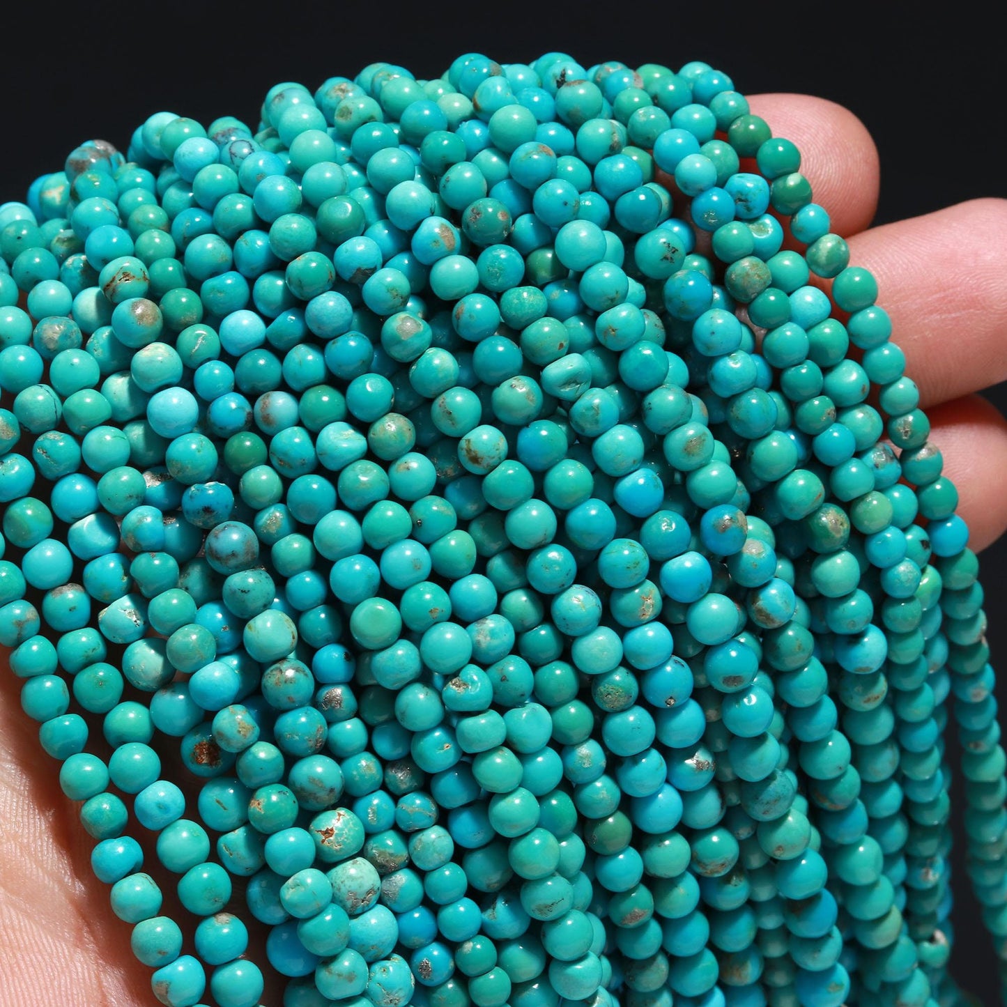Turquoise Smooth Rondelle Beads Natural Turquoise Smooth Gemstone 3-5 MM Round Beads 17" Strand for Handmade Designer Jewelry Making Craft