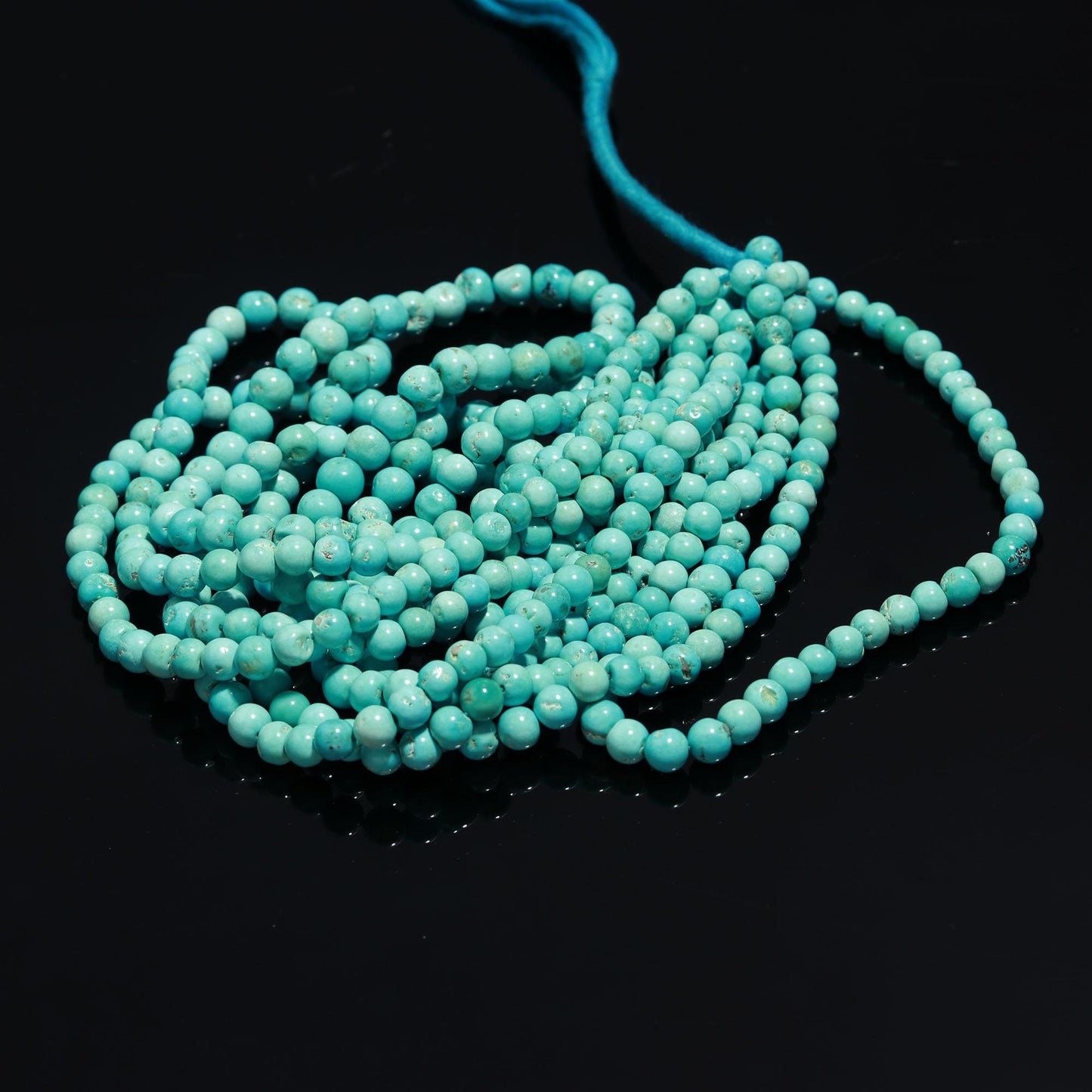 AAA Natural Arizona Turquoise Smooth Round Beads, 5.5-6.5 MM Smooth Round Turquoise Beads 17” Arizona Turquoise Round Beads Necklace Jewelry
