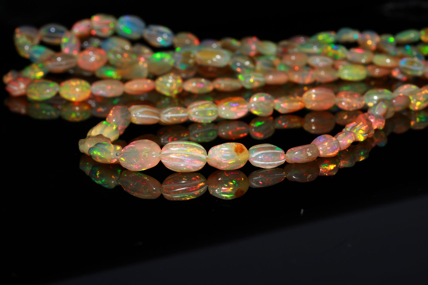 Multi Flash Ethiopian Opal Faceted Oval Shape Beads Natural Fire Ethiopian Opal Oval Beads AAA+ 16" Ethiopian Opal for Jewelry Making Craft