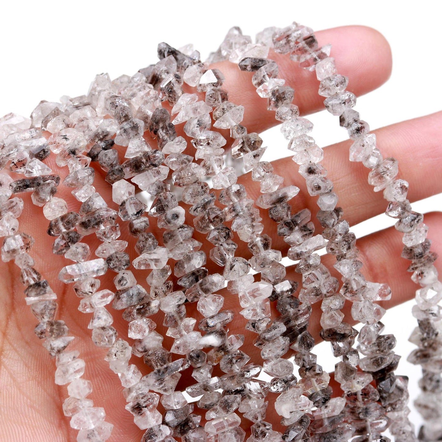 Black Dot Herkimer Diamond Quartz Nuggets Beads Natural Black & White Natural Herkimer Raw Beads for Handmade Designer Jewelry Making Craft