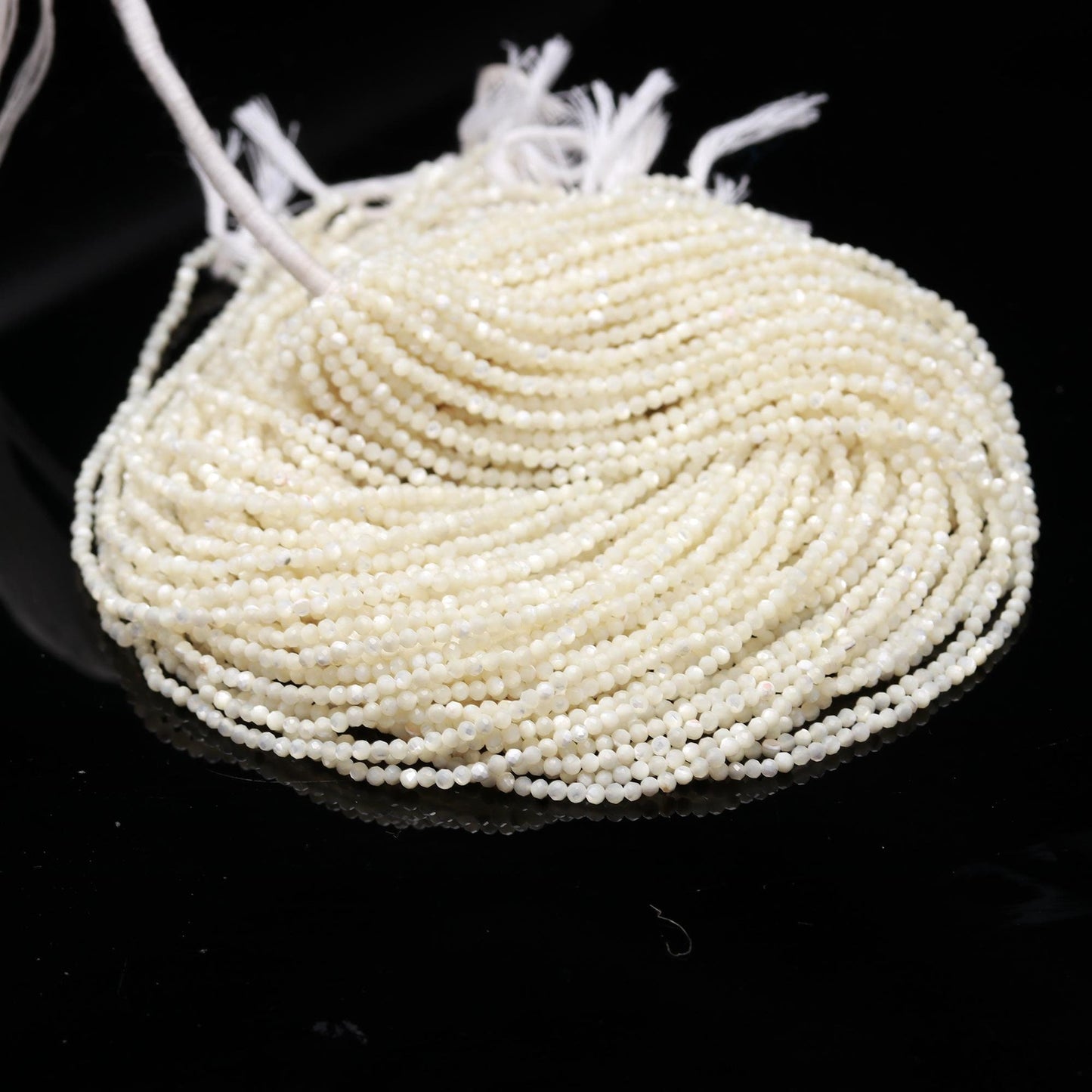 5 Strands Mother Of Pearl Faceted Rondelle Beads 2.5 MM Mother Of Pearl Rondelle 12" Strand Natural MOP for Designer Jewelry Making Craft