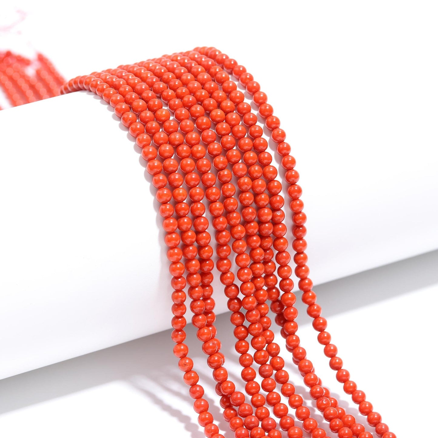 Coral Smooth Round Beads Taiwan Coral Round Beads 15" Strand Natural Smooth Coral Beads for Jewelry Making Natural Gemstone Coral Stone Bead