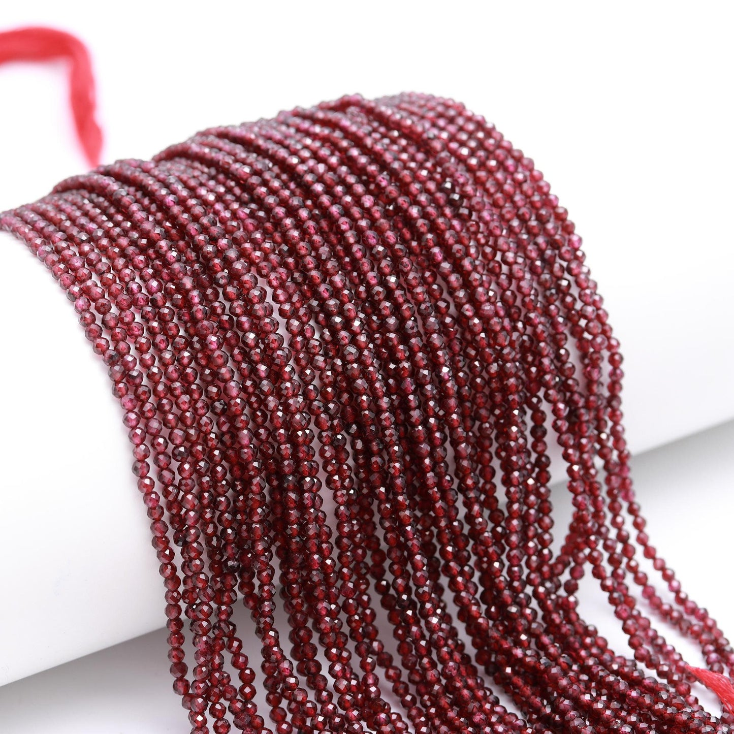 5 Strands Mozambique Garnet Faceted Rondelle Beads 3.25 MM Mozambique Garnet Rondelle Beads 12" Strand Natural Garnet Bead for Jewelry Craft
