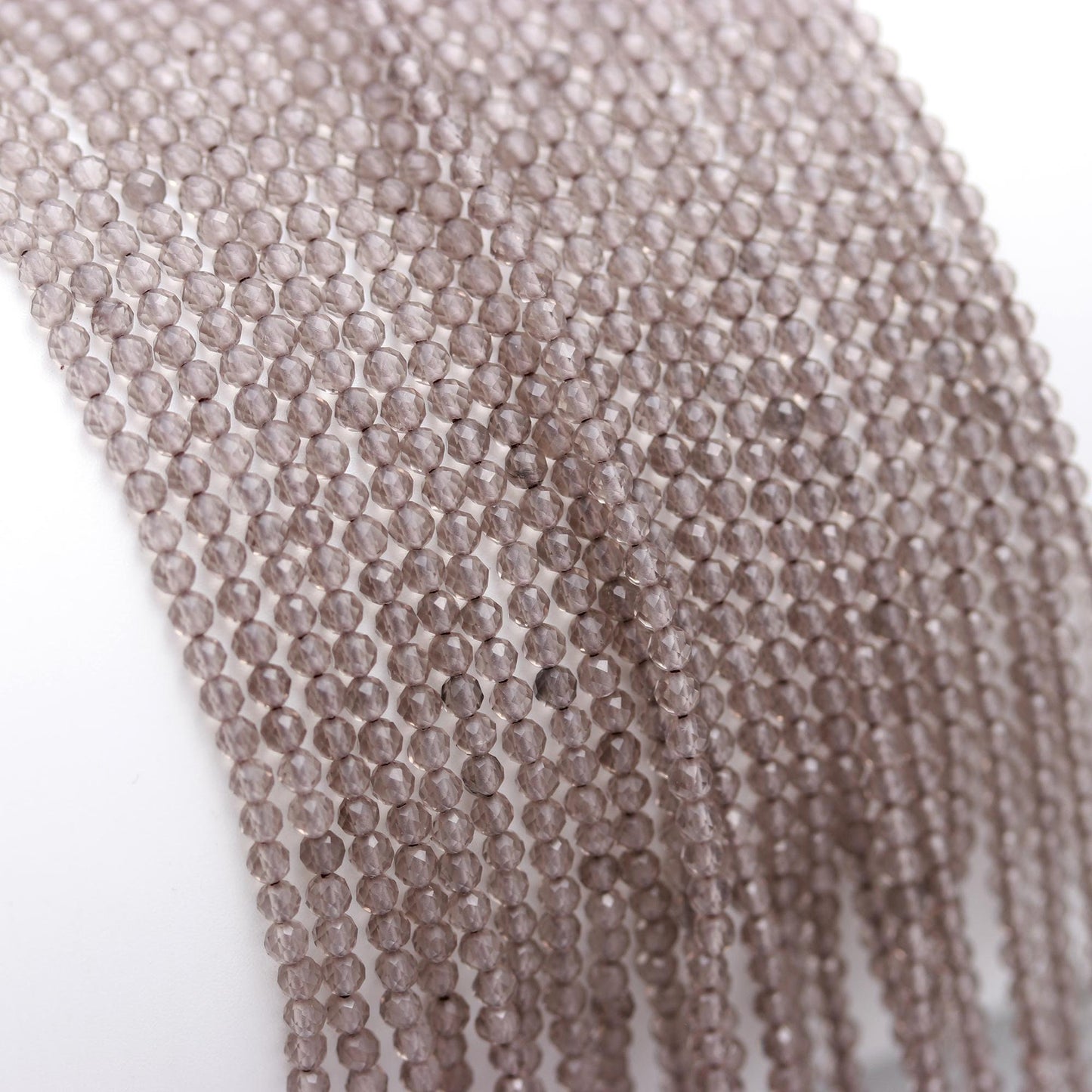 3 Strands Smokey Quartz Faceted Rondelle Beads 2.5 MM Smokey Quartz Rondelle Beads 12" Strand Natural Smokey Quartz for Jewelry Making Craft
