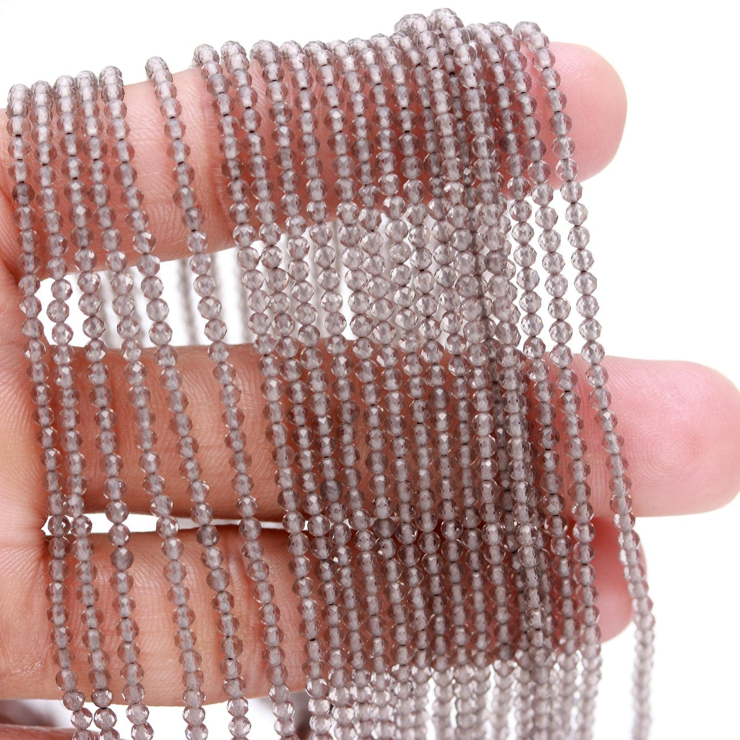 3 Strands Smokey Quartz Faceted Rondelle Beads 2.5 MM Smokey Quartz Rondelle Beads 12" Strand Natural Smokey Quartz for Jewelry Making Craft