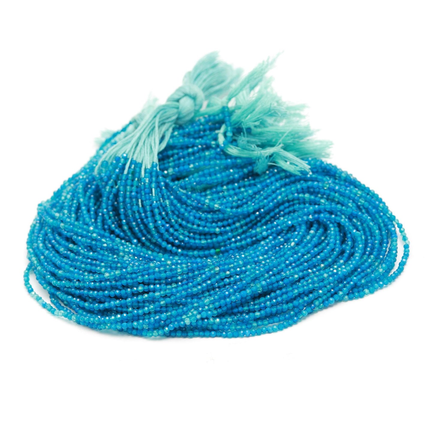 5 Strands AAA Natural Neon Apatite Faceted Rondelle Beads, 2.25 MM Apatite Rondelle Faceted Bead, 12" Neon Blue Apatite Rondelle Bead Strand