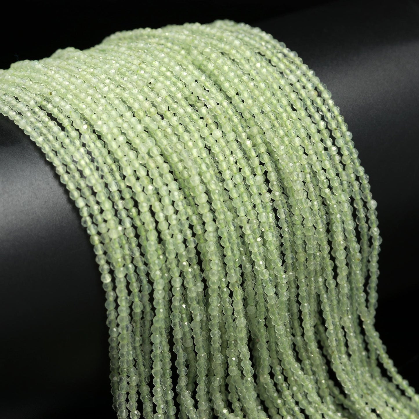 5 Strands AAA Natural Prehnite Faceted Rondelle Beads 2.25 MM Prehnite Rondelle Faceted Beads, 12” Green Prehnite Rondelle Beads Strand