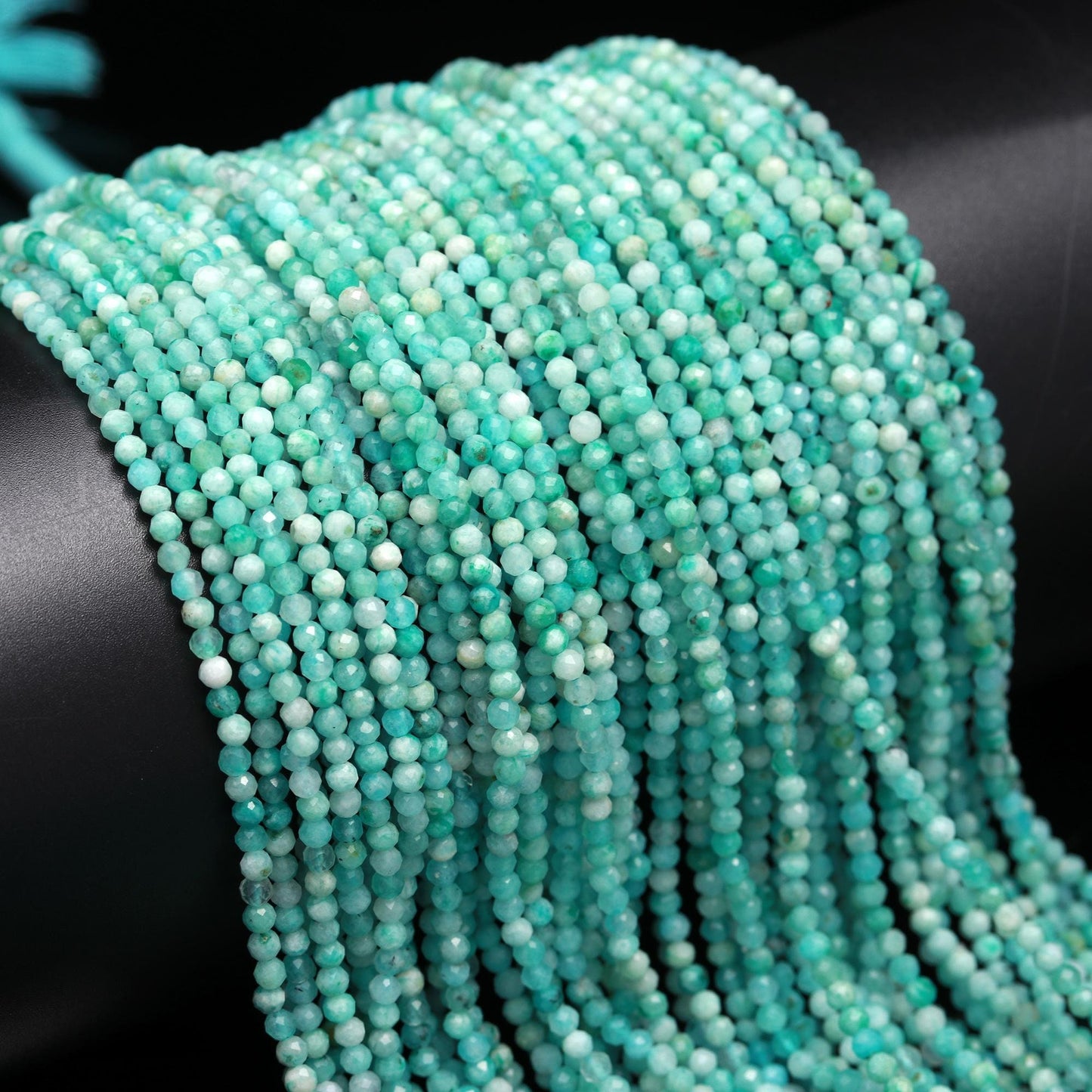 5 Strands Amazonite Faceted Rondelle Beads 3 MM Amazonite Rondelle Beads 13" Strand Amazonite Beads for Jewelry Making Natural Gemstone Bead