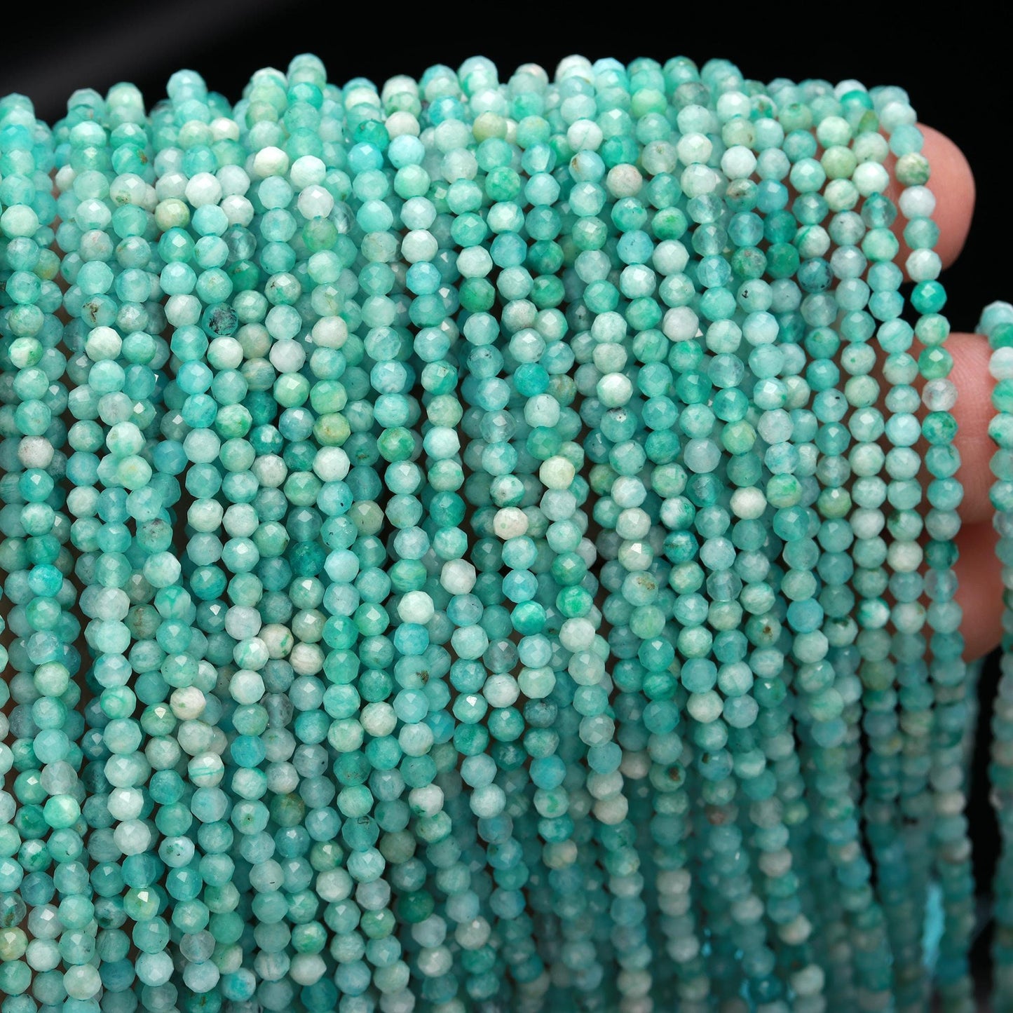 5 Strands Amazonite Faceted Rondelle Beads 3 MM Amazonite Rondelle Beads 13" Strand Amazonite Beads for Jewelry Making Natural Gemstone Bead