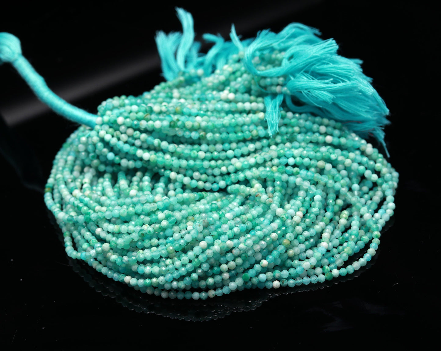 5 Strands Amazonite Faceted Rondelle Beads 3 MM Amazonite Rondelle Beads 13" Strand Amazonite Beads for Jewelry Making Natural Gemstone Bead