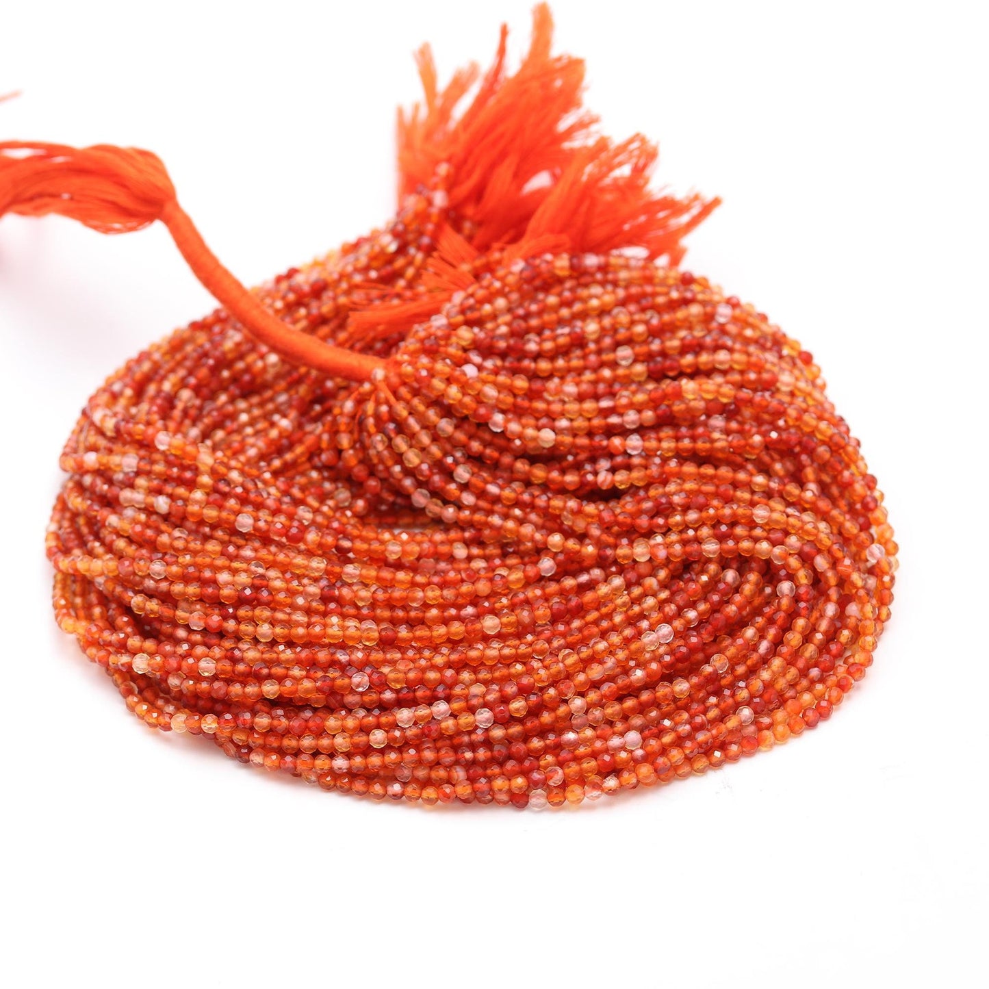 5 Strands Carnelian Faceted Rondelle Beads 3 MM Carnelian Rondelle Beads 13" Strand Natural Carnelian Gemstone Bead for Jewelry Making Craft