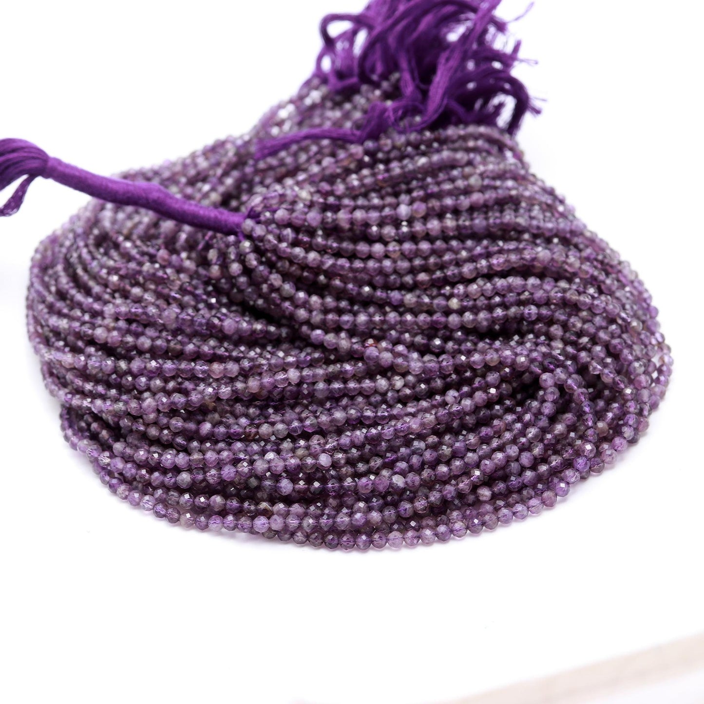 5 Strands Amethyst Faceted Rondelle Beads 3.5 MM Amethyst Rondelle Beads 13" Strand Amethyst Round Gemstone Beads for Jewelry Making Craft