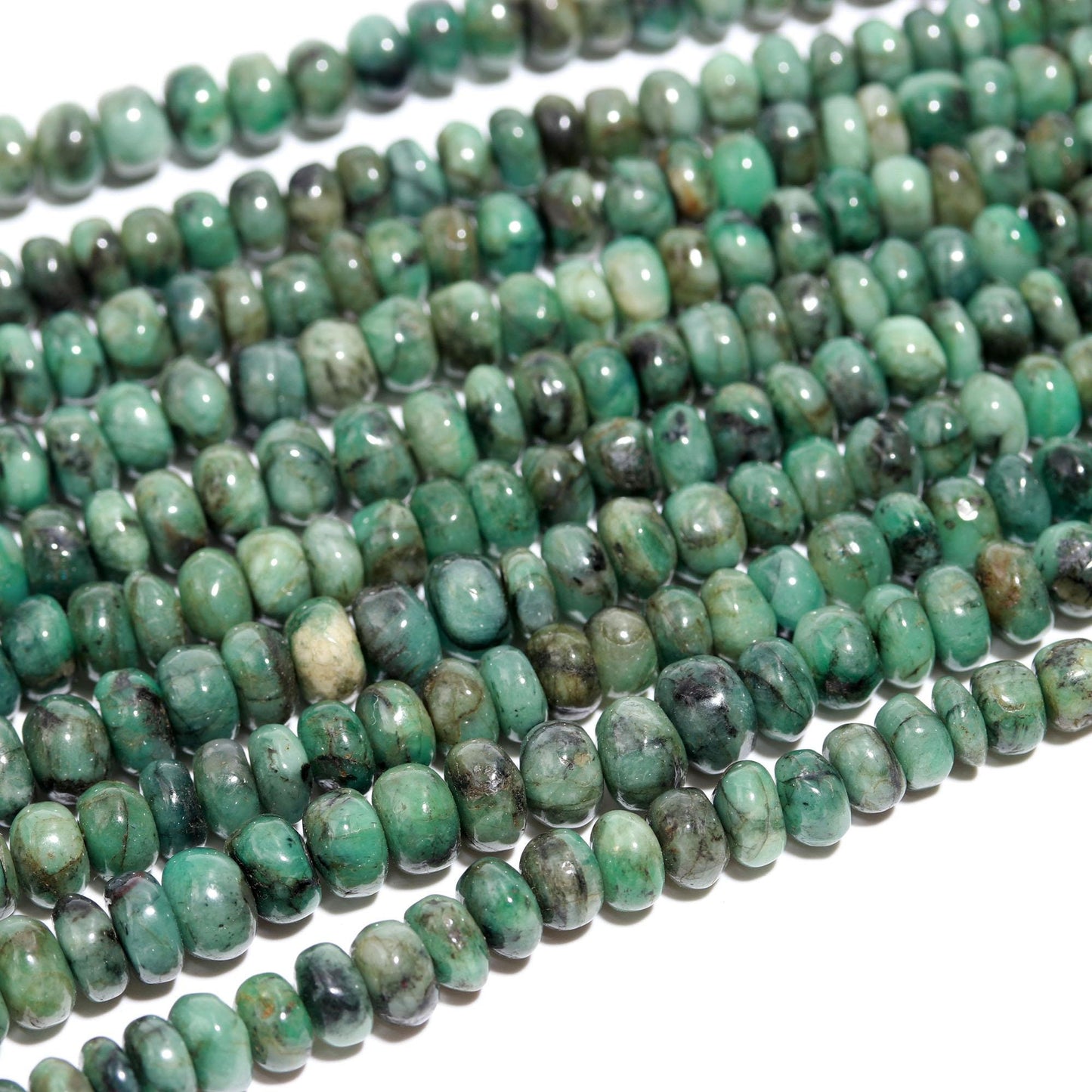 Emerald Smooth Beads 7-8 MM Natural Emerald Smooth Rondelle Sakota Emerald Rondelle 16" Strand for Handmade Designer Jewelry Craft Making