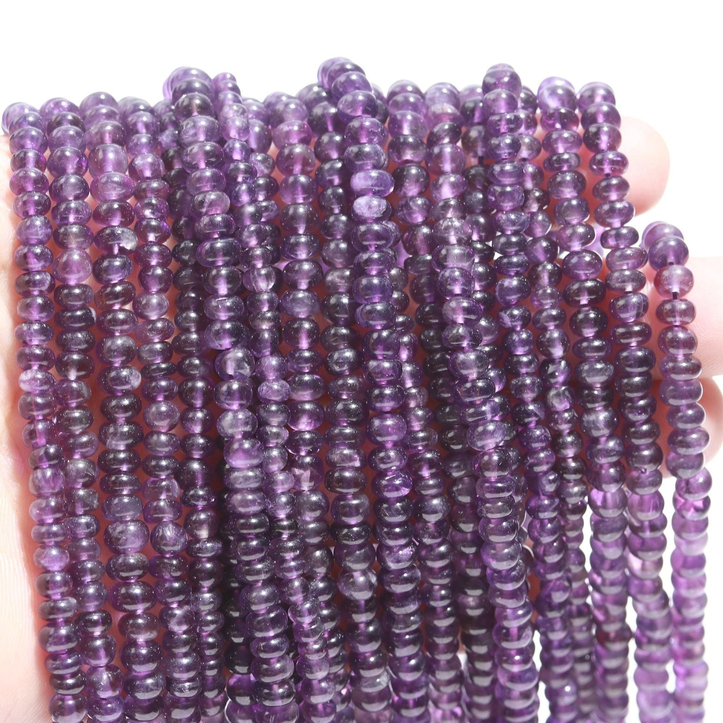 Amethyst Smooth Rondelle Beads Natural Blue Amethyst 5-5.5 MM Rondelle Beads Smooth Beads for Designer Jewelry Necklace Making Craft and Art