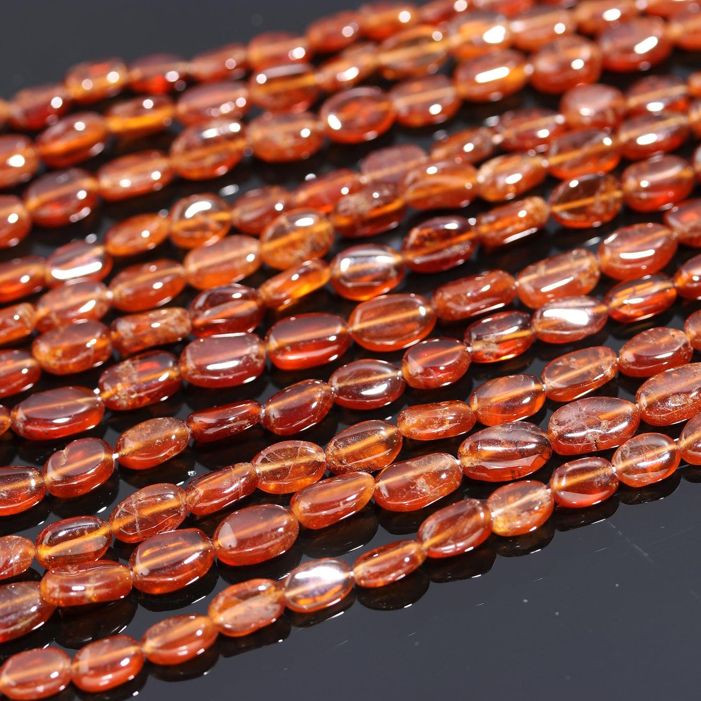 Hessonite Garnet Smooth Oval Beads Natural 6x9 MM - 7x10 MM Hessonite Smooth Oval Shape Beads Garnet Beads for Handmade Jewelry Making Craft
