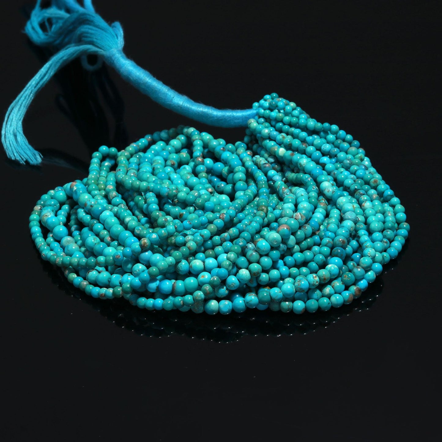 Turquoise Smooth Rondelle Beads Natural Turquoise Smooth Gemstone 3-5 MM Round Beads 17" Strand for Handmade Designer Jewelry Making Craft