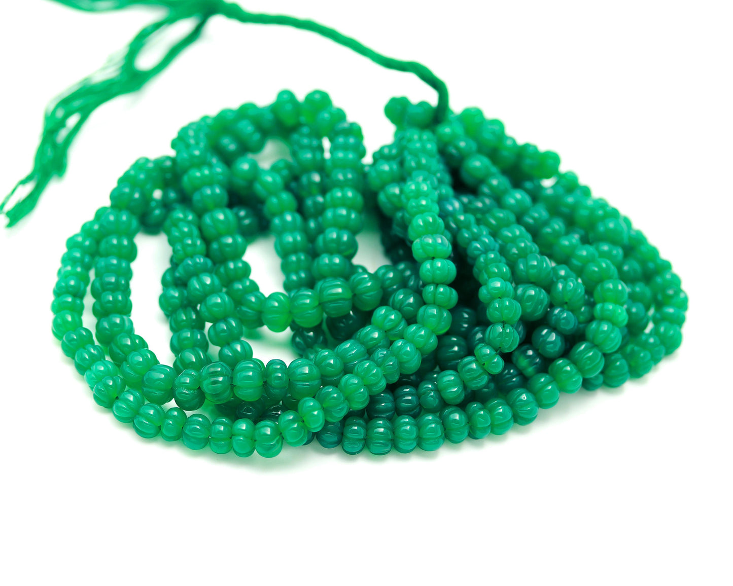 Green Onyx Pumpkin Carved Beads Natural Green Onyx Pumpkin Curved Beads AAA Quality 16 Inch Green Onyx Pumpkin Bead for Jewelry Making Craft