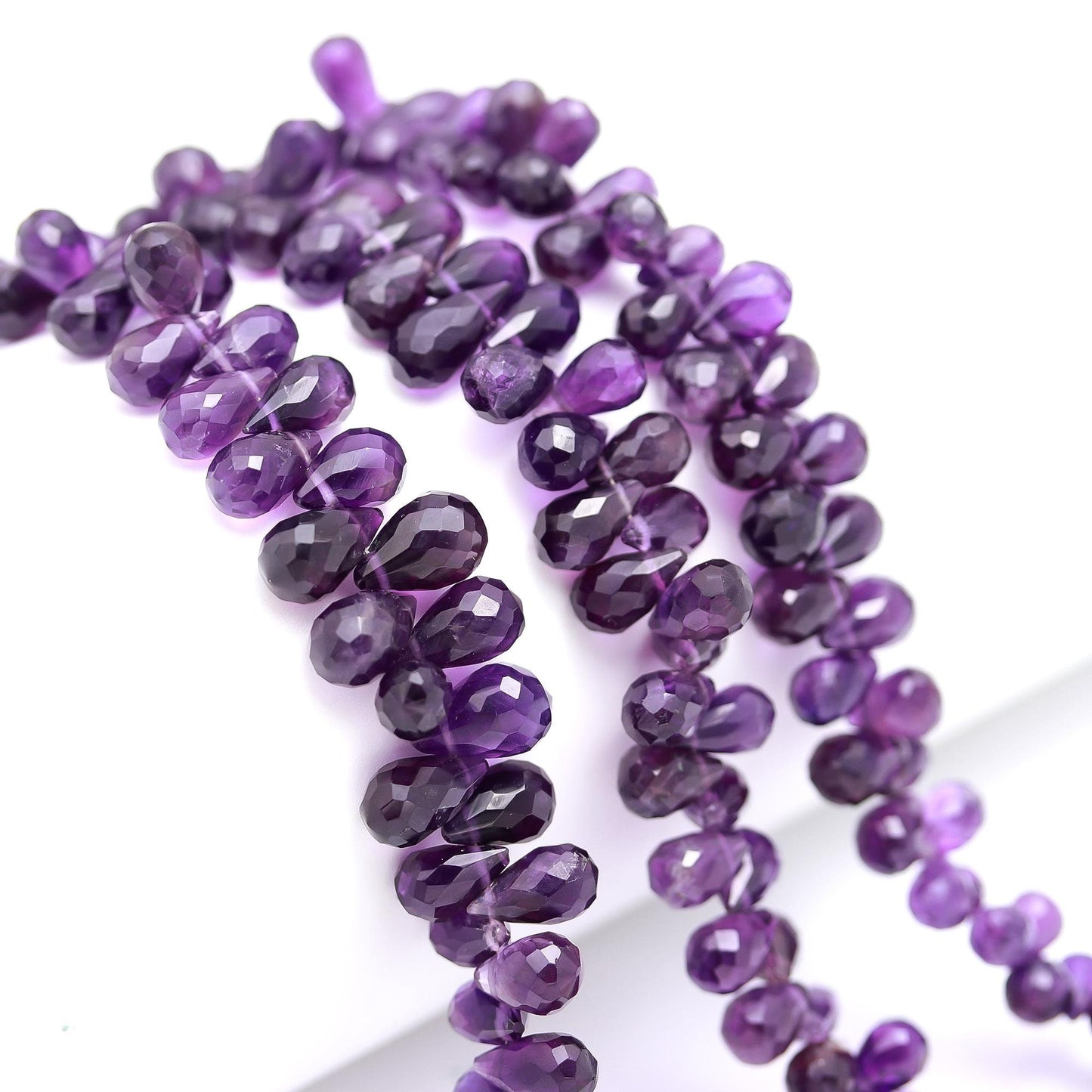 African Amethyst Faceted Teardrop Beads Natural Amethyst Side Drop 5x7 MM Briolettes Beads for Handmade Jewelry Necklace Pendant Making