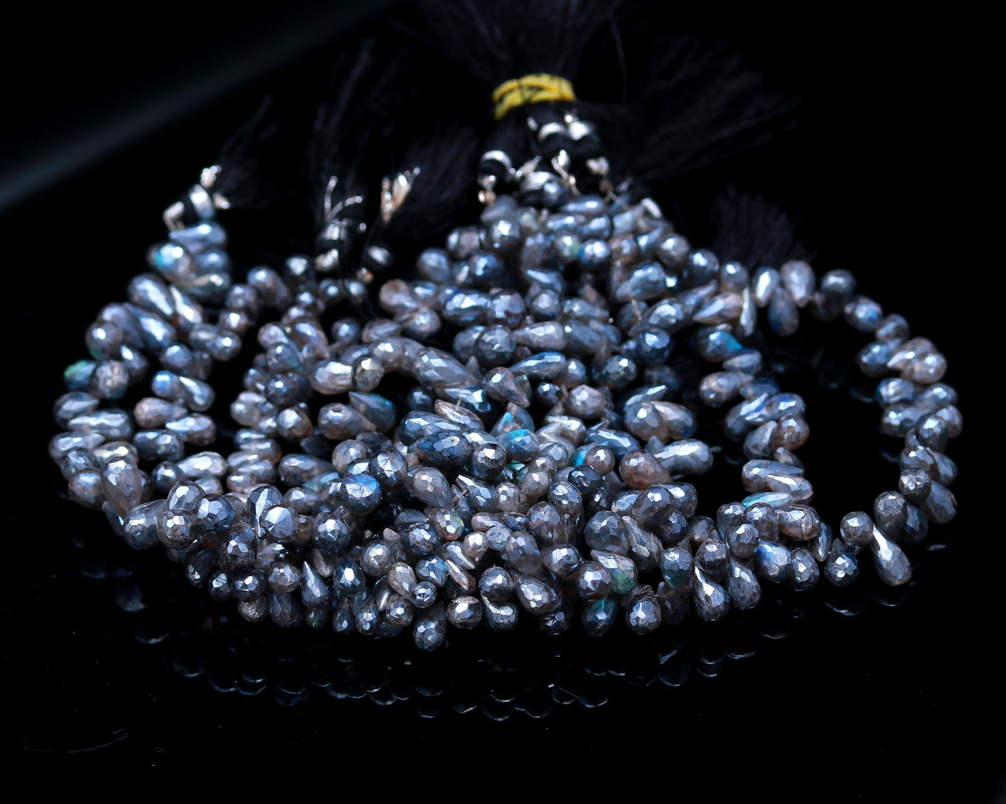 Labradorite Faceted Teardrop Beads Silver Coated Labradorite Drop Shape 5x9 MM Briolettes Beads for Jewelry Necklace Pendant Earrings Making