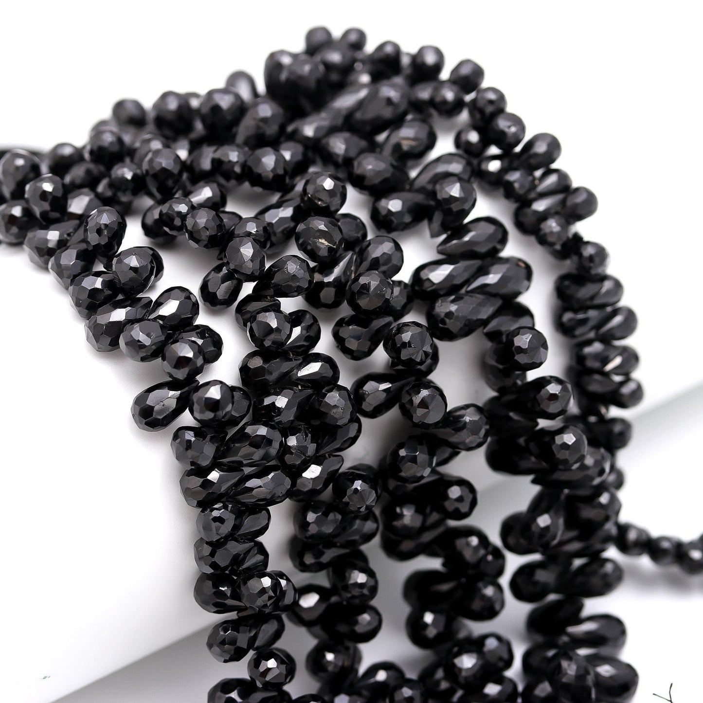 Black Spinal Faceted Teardrop Beads Natural Black Spinal Tear Shape 6x8 MM Briolettes Beads for Jewelry Necklace Pendant Earrings Making