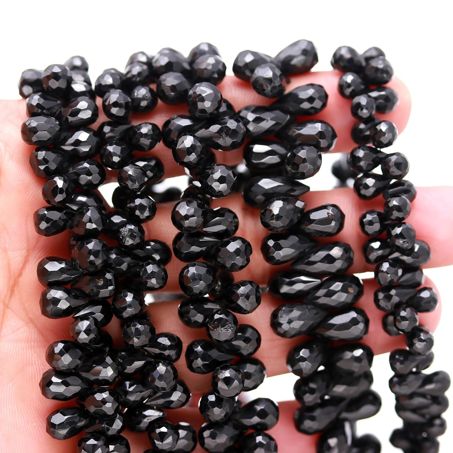 Black Spinal Faceted Teardrop Beads Natural Black Spinal Tear Shape 6x8 MM Briolettes Beads for Jewelry Necklace Pendant Earrings Making