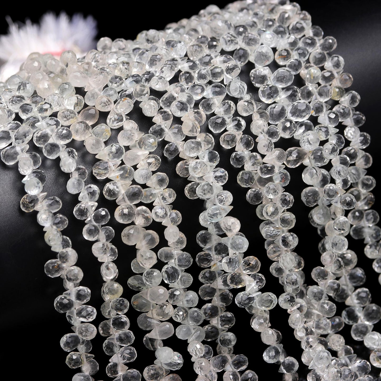 AAA Natural Ice Quartz Faceted Teardrop Beads, 4x6 MM Natural Ice Quartz Tear Shape Briolette's Beads for Jewelry Earrings Making Craft