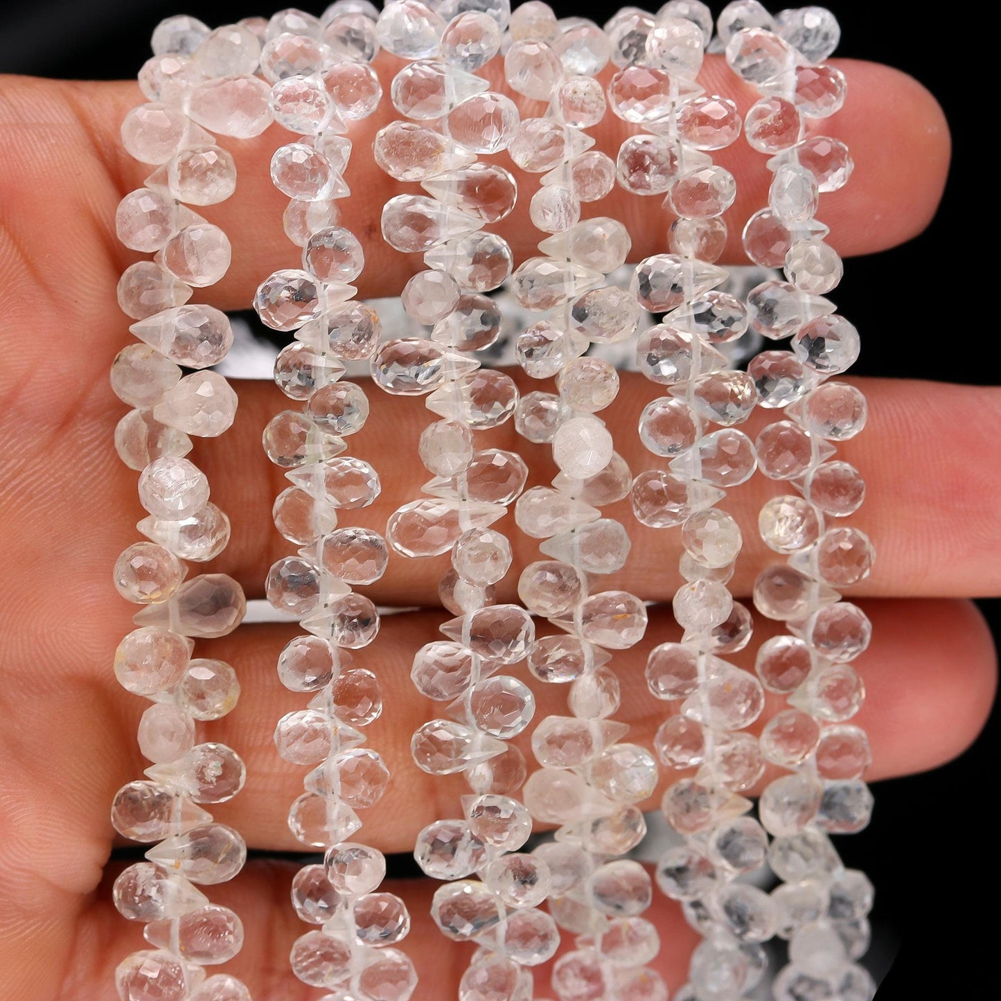 AAA Natural Ice Quartz Faceted Teardrop Beads, 4x6 MM Natural Ice Quartz Tear Shape Briolette's Beads for Jewelry Earrings Making Craft