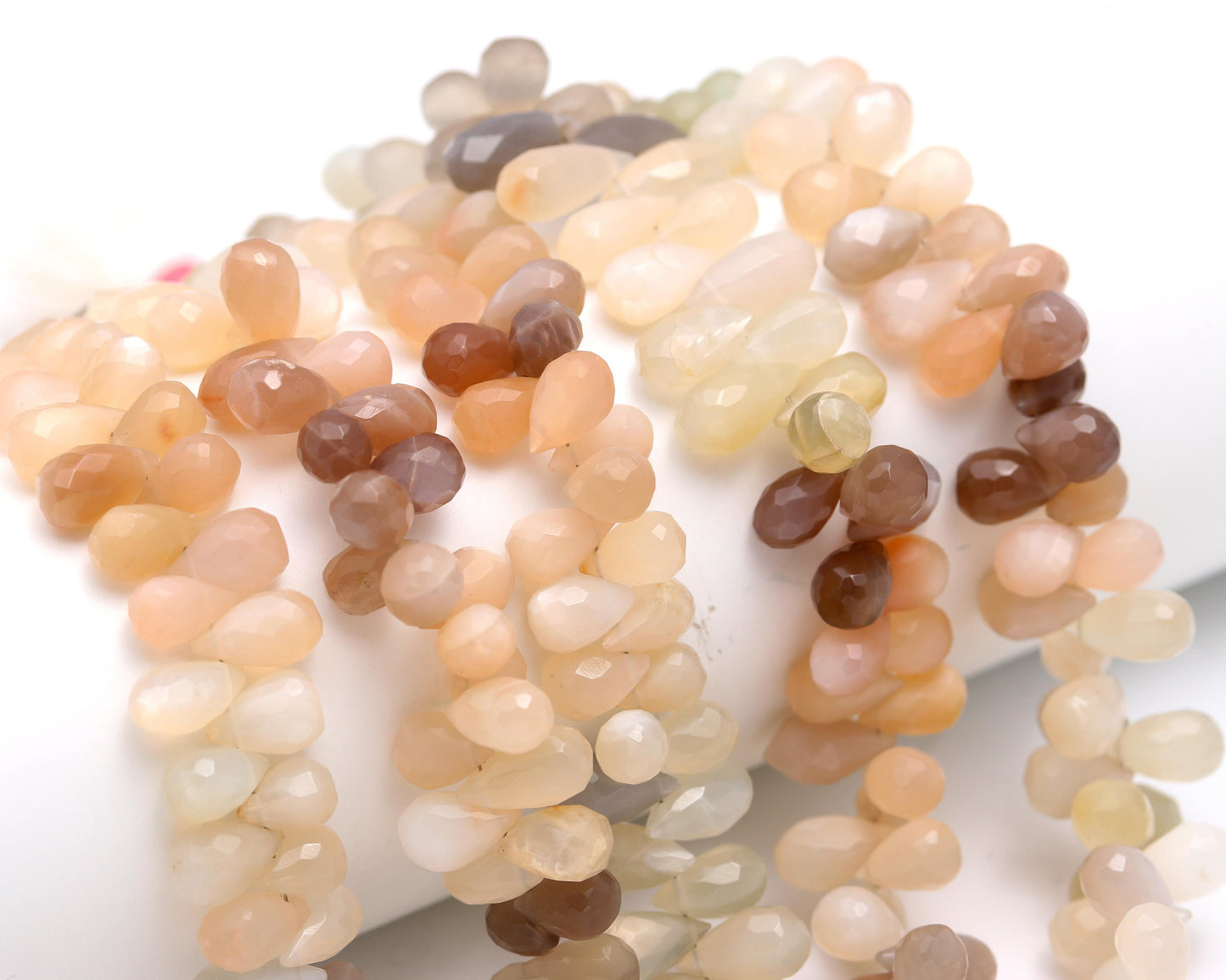 Multi Moonstone Faceted Tear Shape Beads Natural Multi Moonstone Tear Shape Briolettes Beads for Jewelry Necklace Pendant Earrings Making