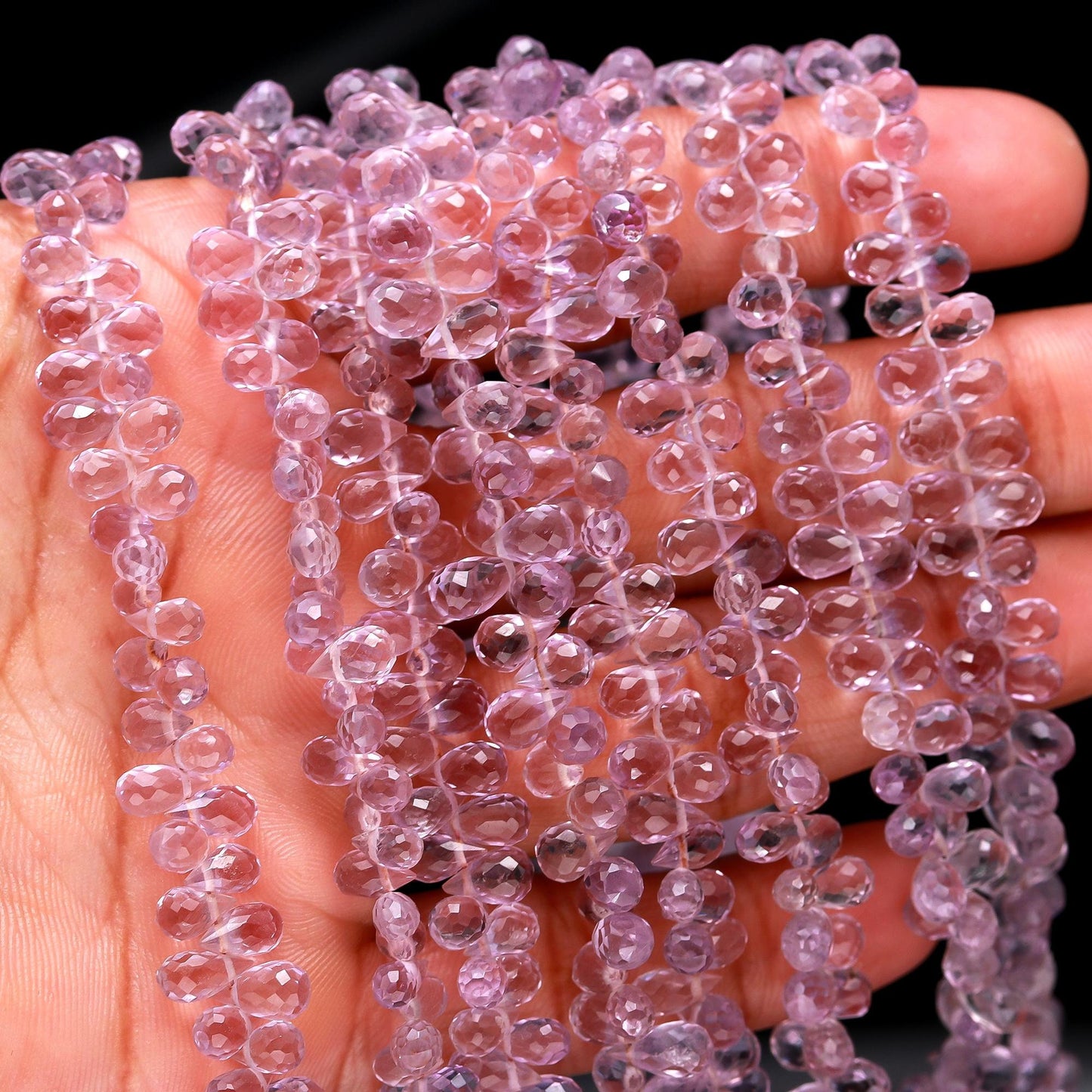 Pink Amethyst Faceted Teardrop Beads Excellent Quality Pink Amethyst Teardrop Shape 5x8 MM Briolettes for Jewelry Necklace Earrings Making